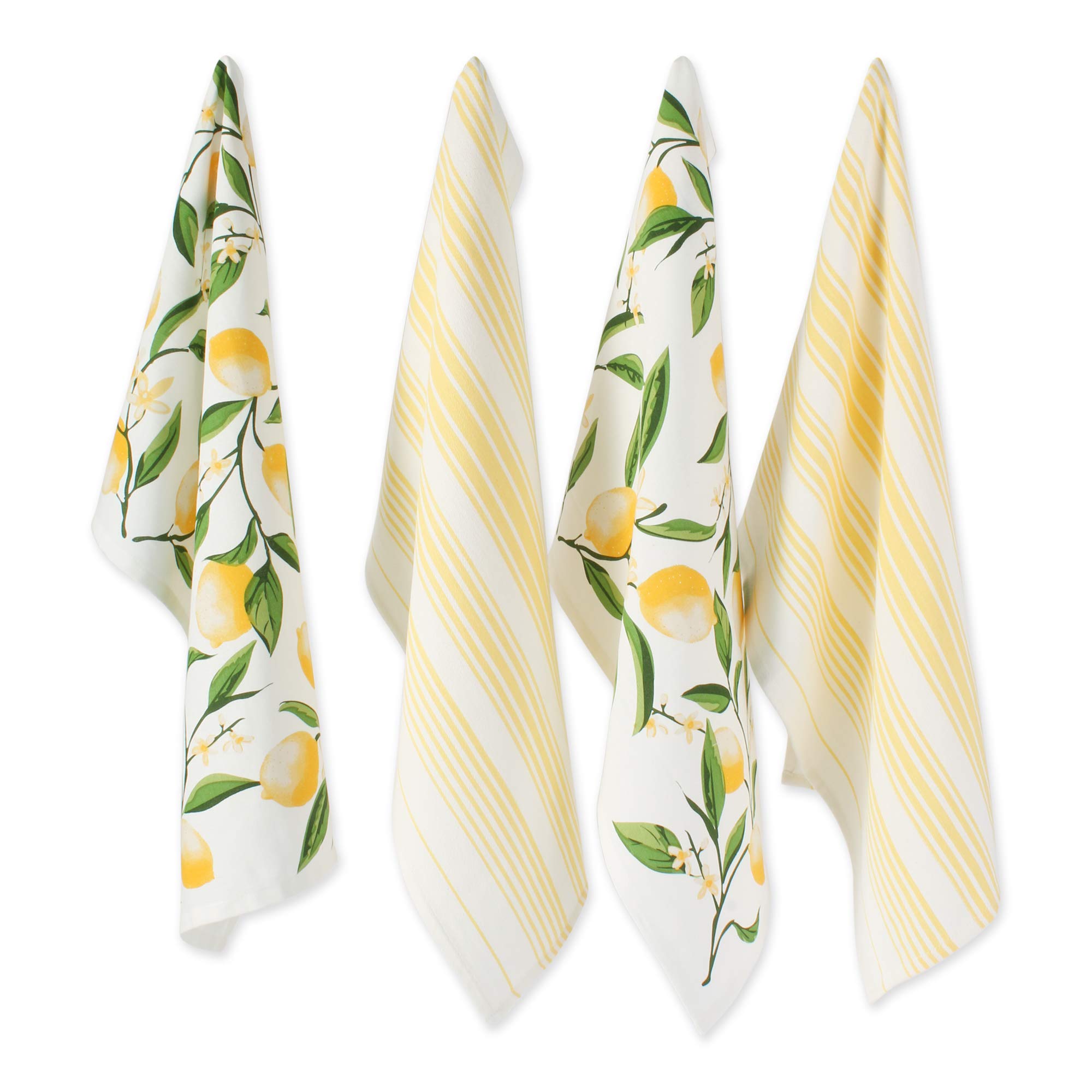 DII Lemon Bliss Kitchen Collection - Set of 4 Absorbent Dish Towels for Drying Dishes & Cleaning | Perfect for Farmhouse, Country & Vintage Style Kitchens