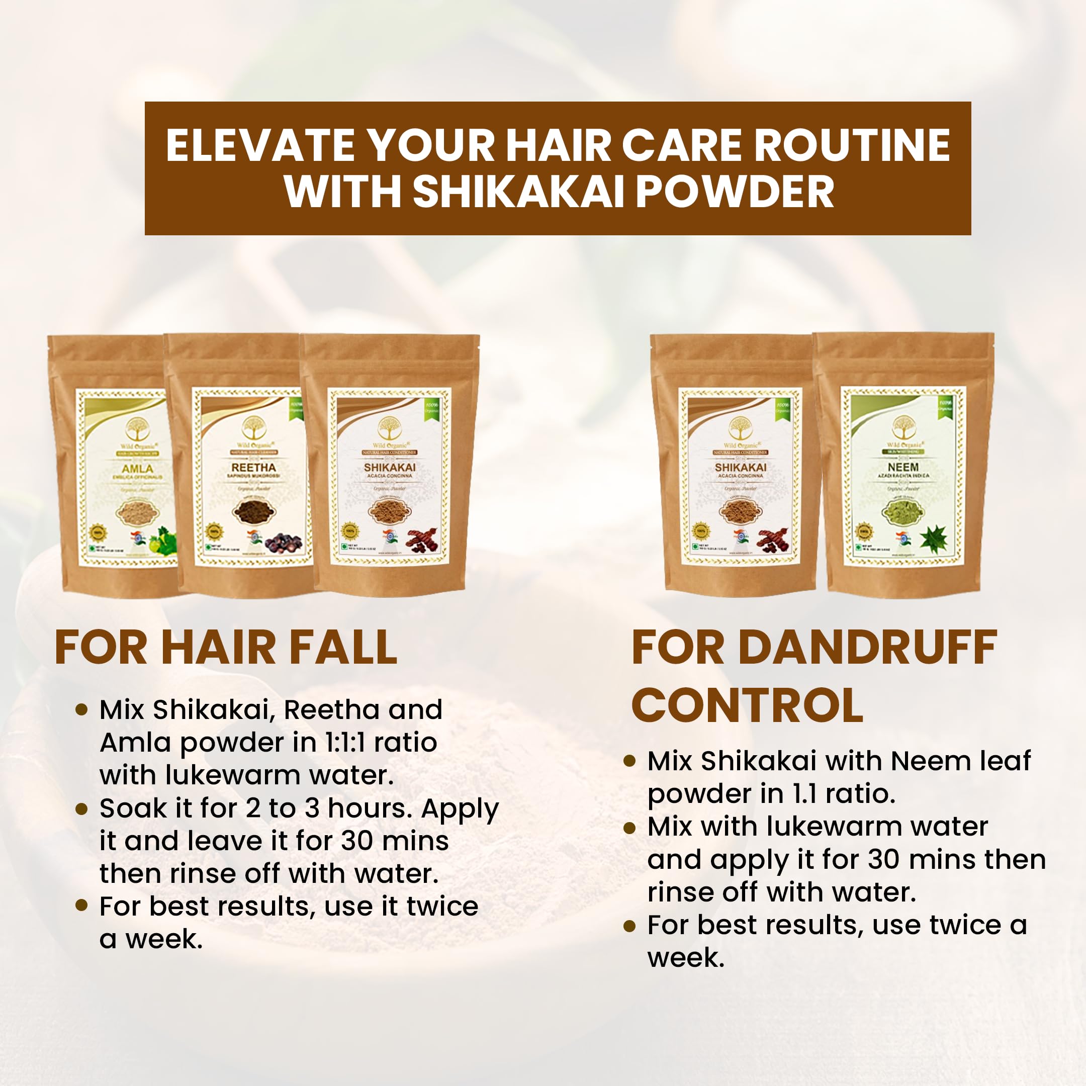 Organic Shikakai Powder (Acacia Concinna) 100g - 100% Natural Hair Conditioner & Cleanser for Strong, Shiny Hair | Best Home Remedy for Hair Growth & Scalp Care | Perfect for DIY Hair Masks & Ayurvedic Treatments