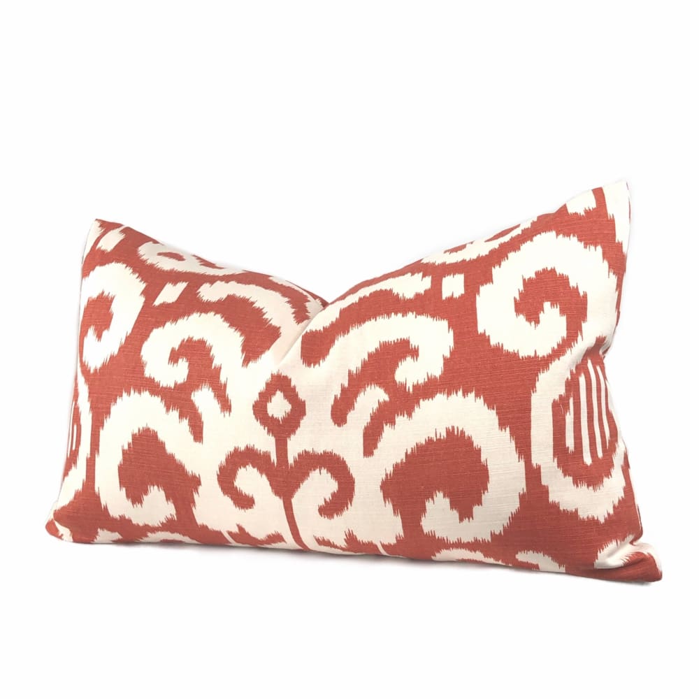 Southwest Tribal Abstract Ikat Pillow Cover - Rust Orange & White Geometric Design for Sofa, Bed, or Living Room Decor