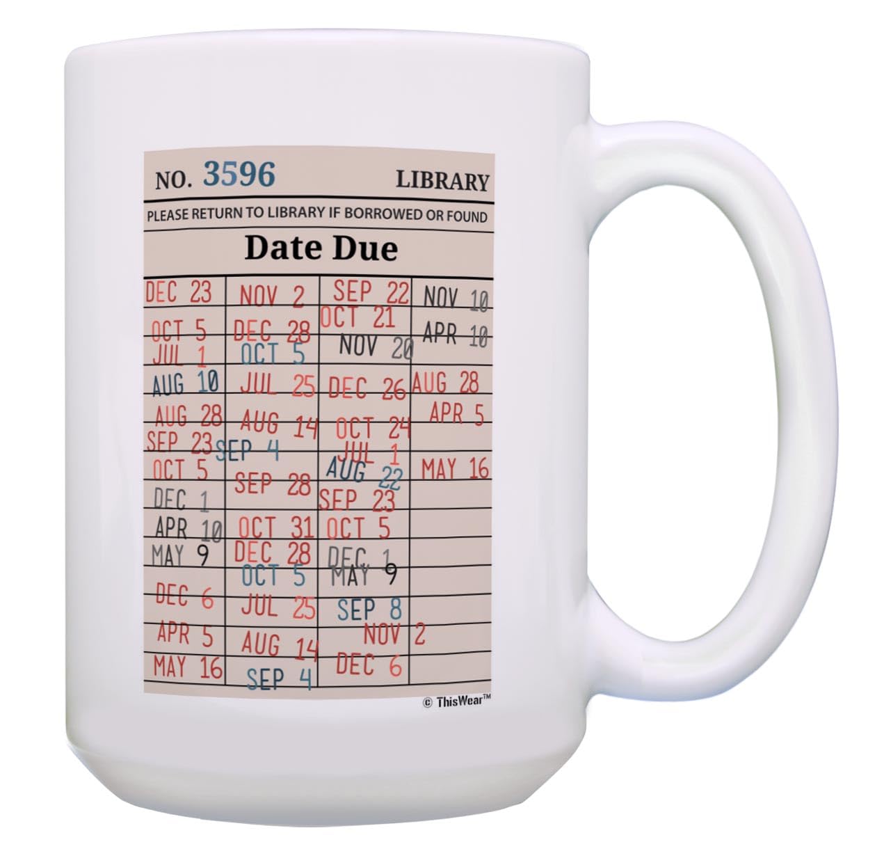 Librarian Gifts - 15oz Ceramic Coffee Mug with Handle | Book Lover Gift for Women | Library Card Design | Perfect Reading Mug for Bookworms, Teachers & Bibliophiles - Ideal for Coffee Breaks, Office Use & Book Club Meetings