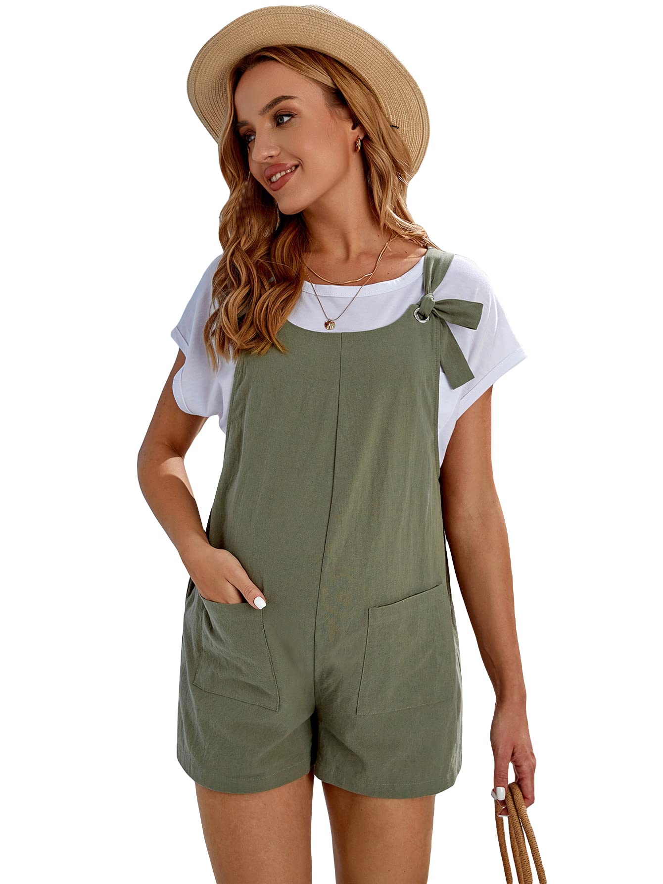 OYOANGLE Women's Maternity Overalls - Adjustable Strap Romper Jumpsuit with Pockets for Summer | Comfortable Pregnancy Outfit for Casual Wear, Outdoor Activities & Maternity Photos