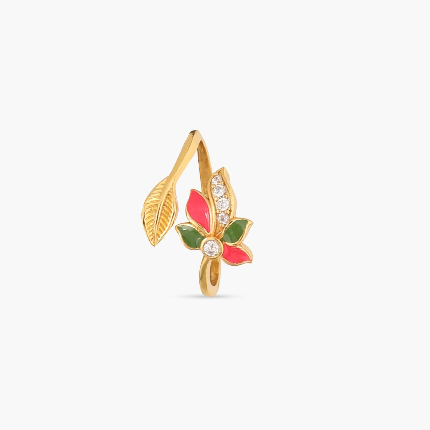 Pansy Floral CZ Leaf Finger Ring for Women - Elegant Flower Design Cubic Zirconia Jewelry - Perfect for Weddings, Parties & Everyday Wear