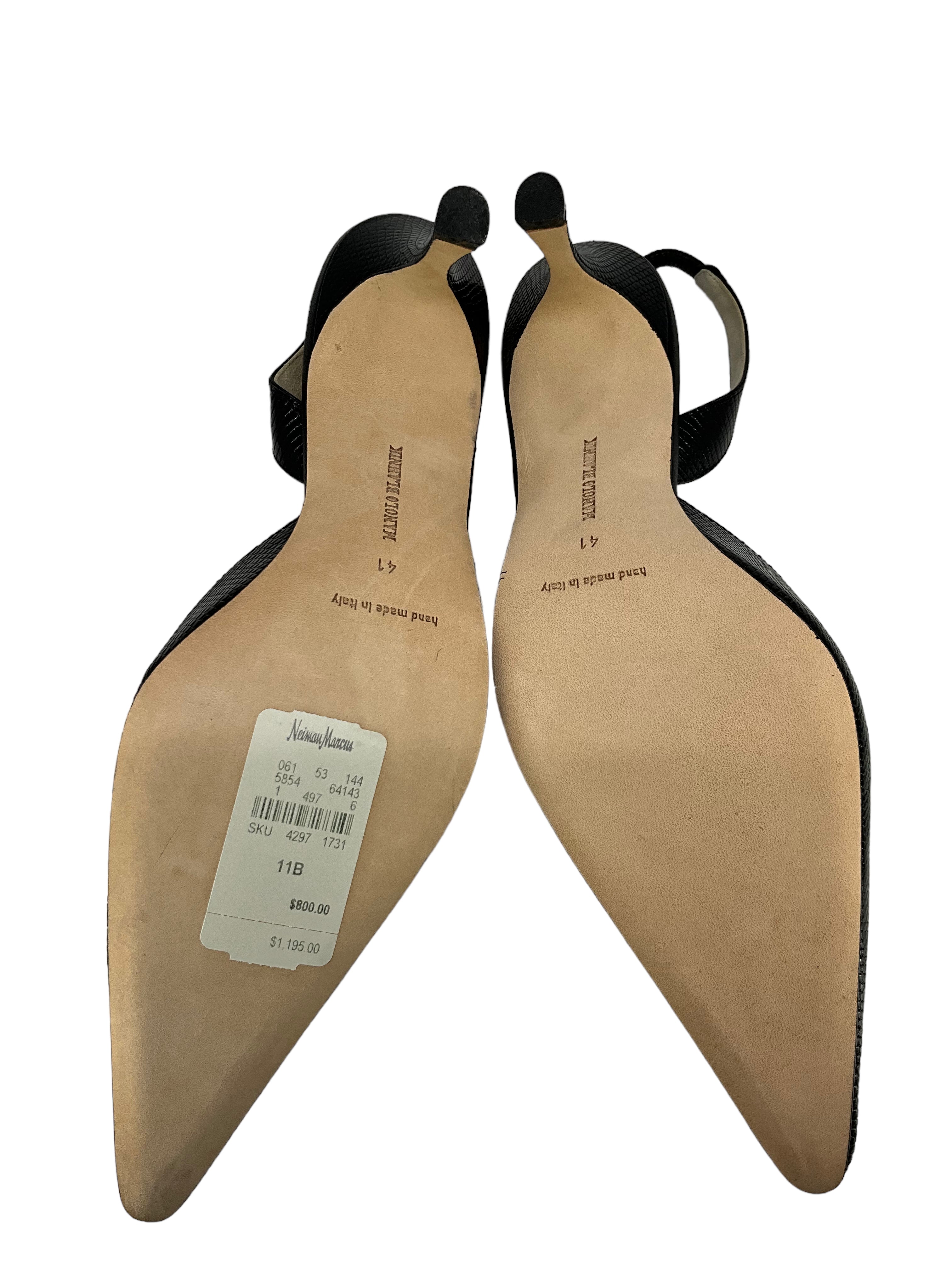 Manolo Blahnik Lizard Print Slingback Heels - Women's Luxury Designer Pumps for Weddings, Parties & Special Occasions