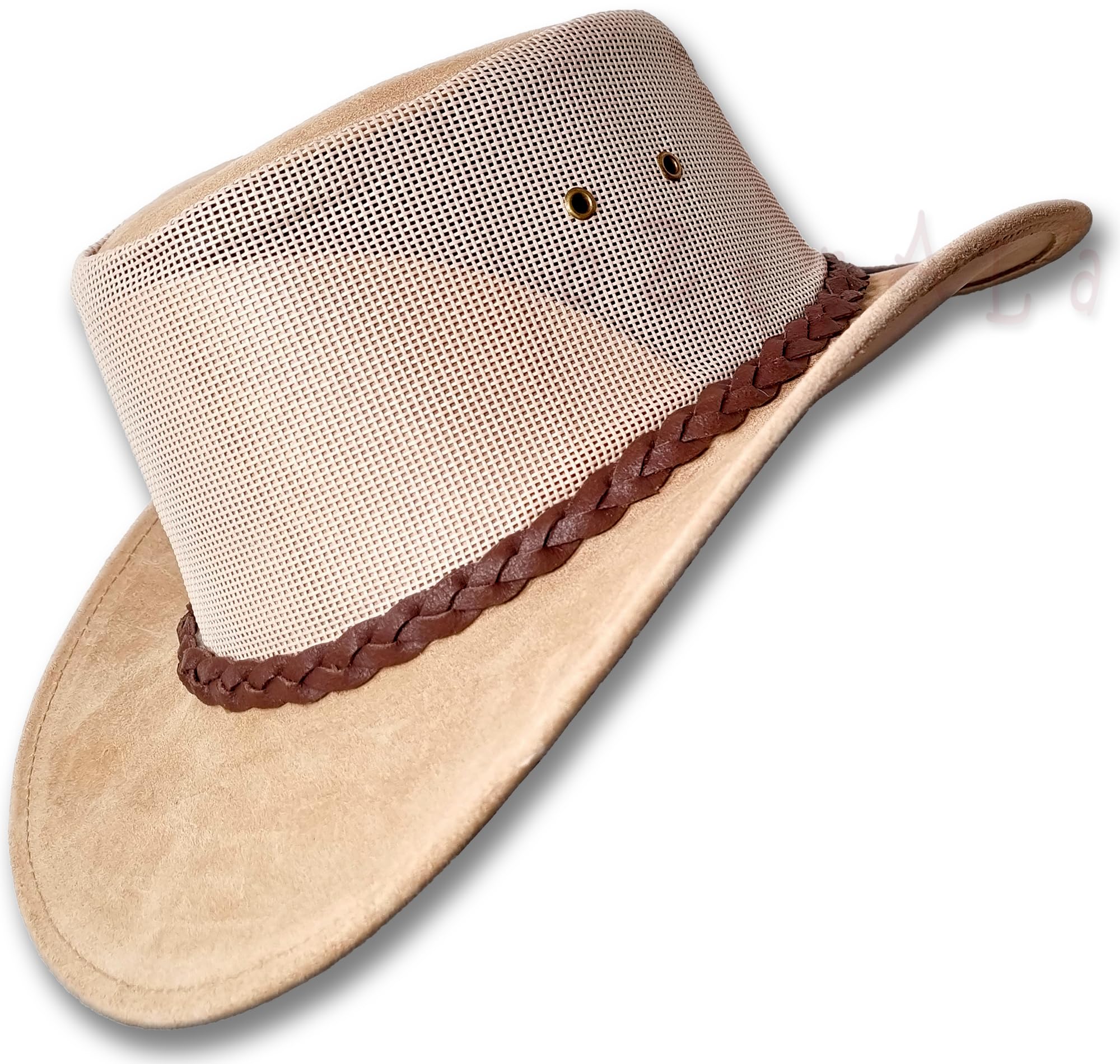 Oztrala HL34 Suede Leather Mesh Cowboy Hat - Australian Outback Western Style for Golf, Fishing, Gardening & Summer Sun Protection - Breathable Breeze Design for Outdoor Adventures