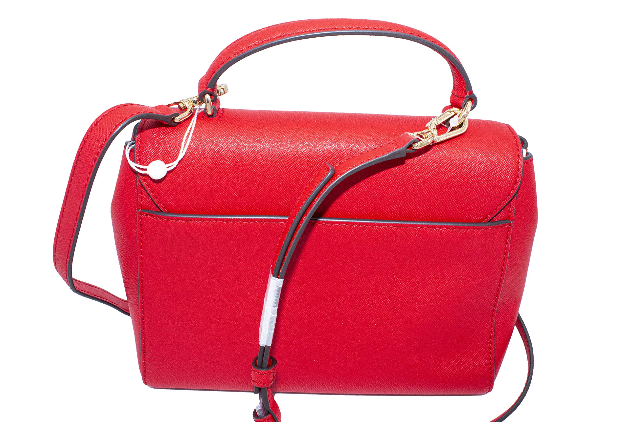 Tory Burch Emerson Satchel for Women - Structured Leather Handbag with Gold Hardware in Brilliant Red | Perfect for Work, Travel & Everyday Use