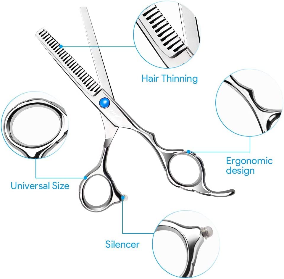 Professional Hair Cutting Scissors Set - Sharp Salon & Barber Shears with Thinning Scissors for Stylists & Home Use | Perfect for Haircuts, Trimming, Layering & Texturizing