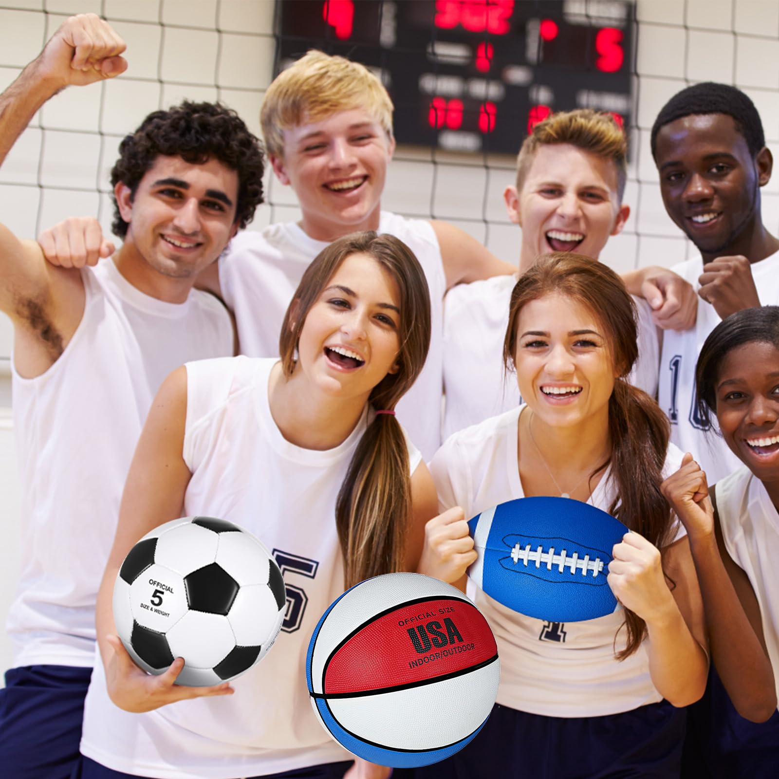 **Sratte 3-Piece Sports Ball Set - Official Size Soccer, Basketball & Football with Air Pump & Carry Bag - Perfect for Teens, Adults, Back to School, Training, Outdoor Games & Sports Gifts**