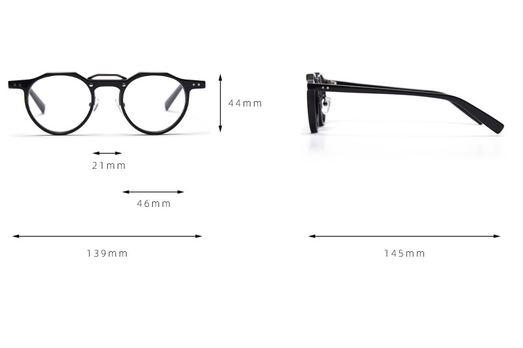 CCspace Unisex Full Rim Round Acetate Double Bridge Eyeglasses 49827 - Stylish Retro Frames for Men & Women - Perfect for Reading, Fashion, and Everyday Wear