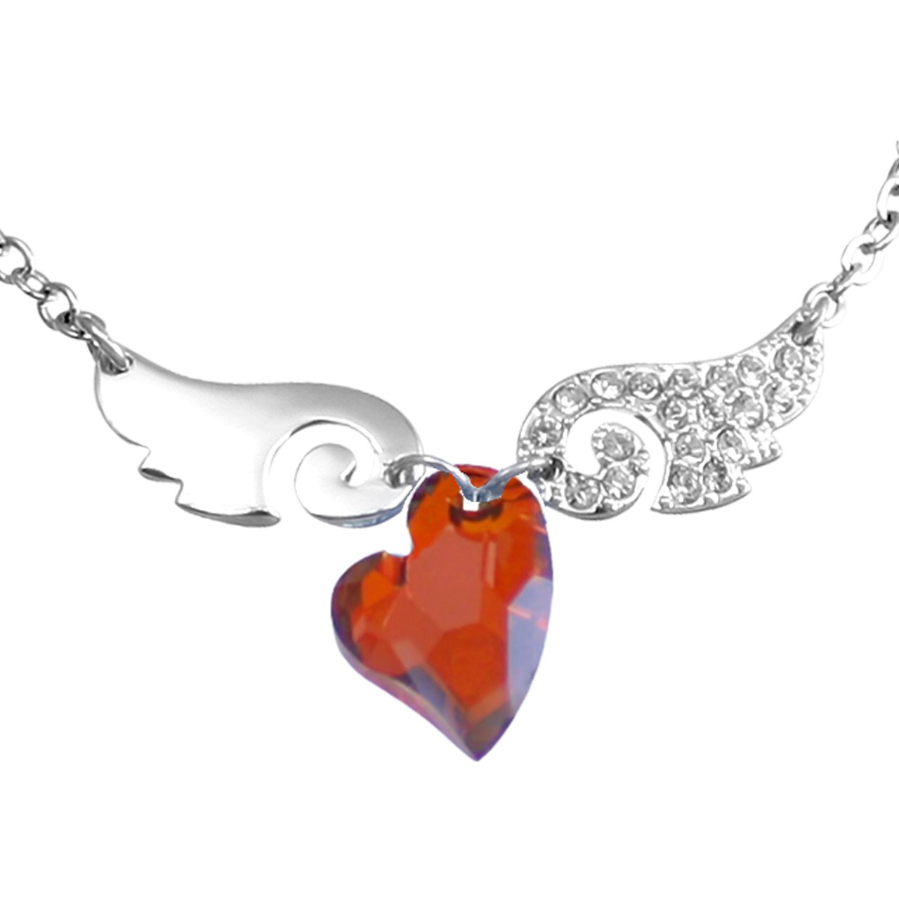 Dahlia Heart Wing Crystal Bracelet - Red for Valentine's Day Gifts