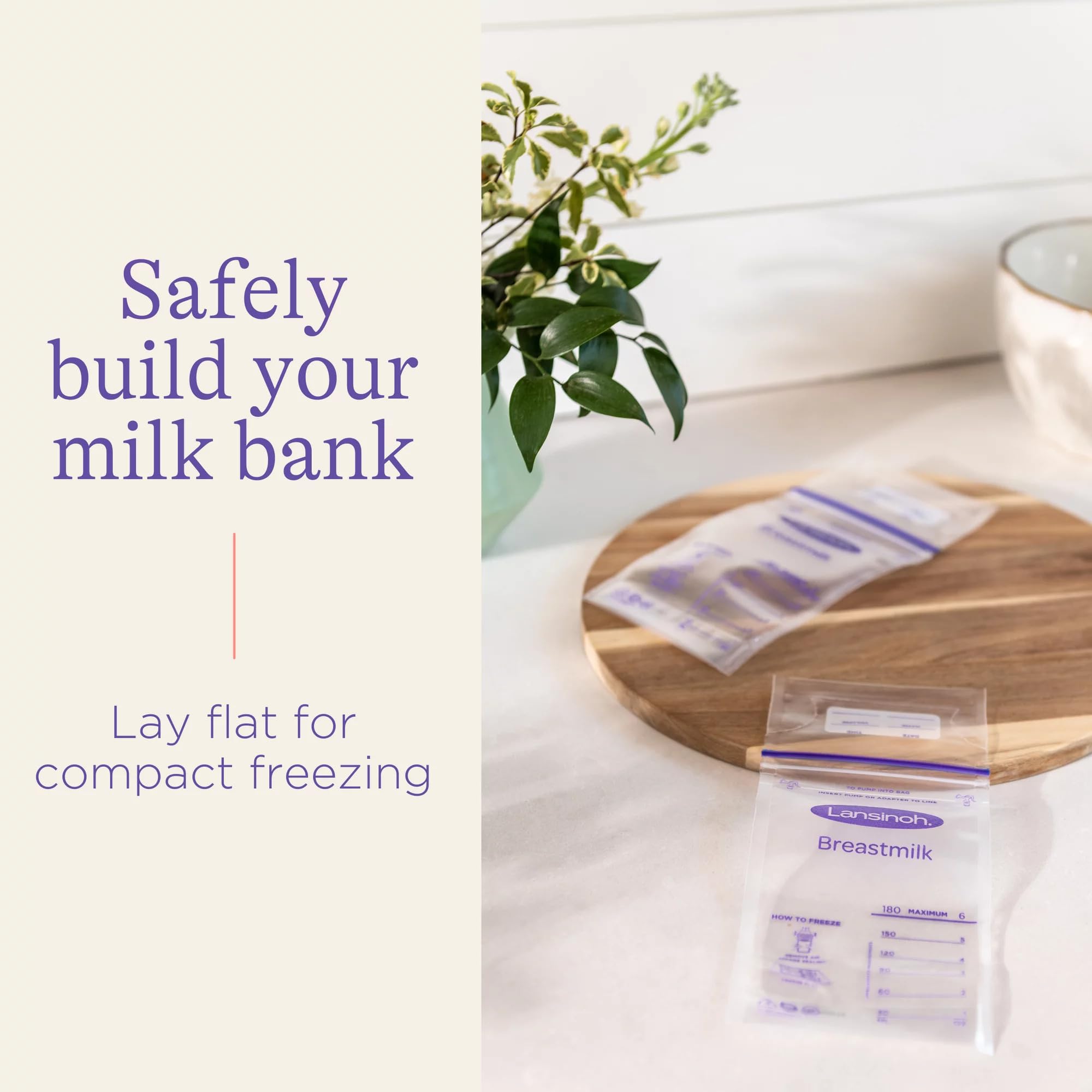 Lansinoh Breastmilk Storage Bags - 25 Count (6 Pack) - BPA Free, Pre-Sterilized, Double Zipper Seal - Perfect for Pumping, Freezing & Organizing Breast Milk