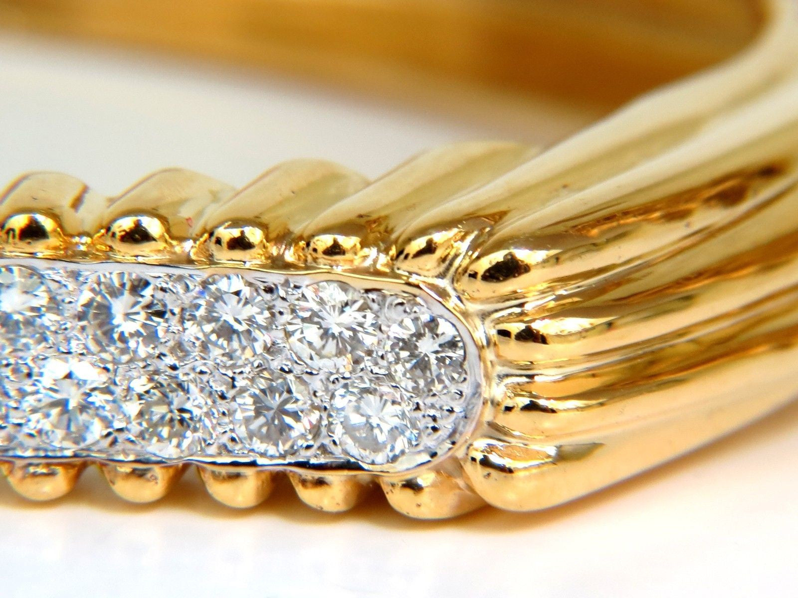2.30CT Inverted Arch Grilled Wave Retro 14K Gold Diamond Bangle Bracelet for Women - Elegant Vintage Jewelry Gift for Anniversary, Wedding & Special Occasions