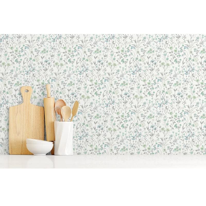 NextWall Wildflowers Peel and Stick Wallpaper - Self-Adhesive Removable Wall Mural for Bedroom, Nursery, Living Room - Vibrant Multicolor Floral Design - Easy to Install & Remove