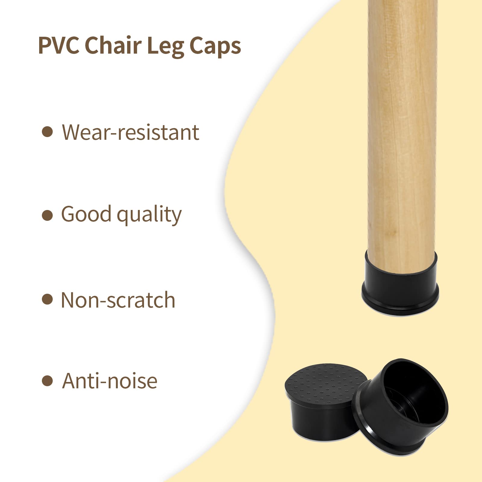 24 PCS Black Flexible PVC Furniture Leg Caps - 2 Inch (50mm) Round Floor Protectors for Tables, Chairs & Sofas - Non-Slip, Scratch-Resistant Furniture Feet Covers for Hardwood Floors & Tile Surfaces