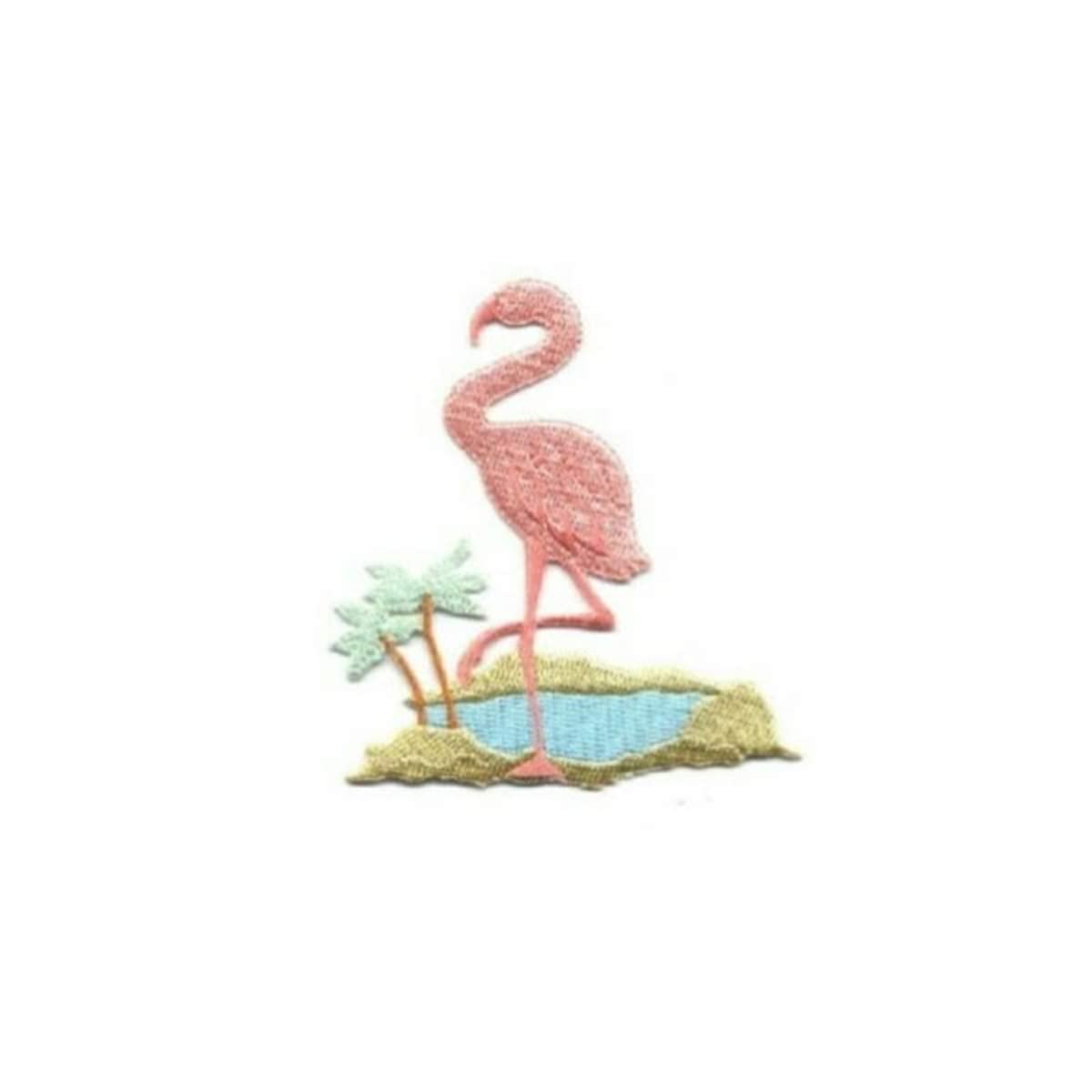 Flamingo Tropical Bird Embroidered Iron On Applique Patch for DIY Clothing, Hats, Bags - Perfect for Customizing Jackets, Backpacks, and Costumes