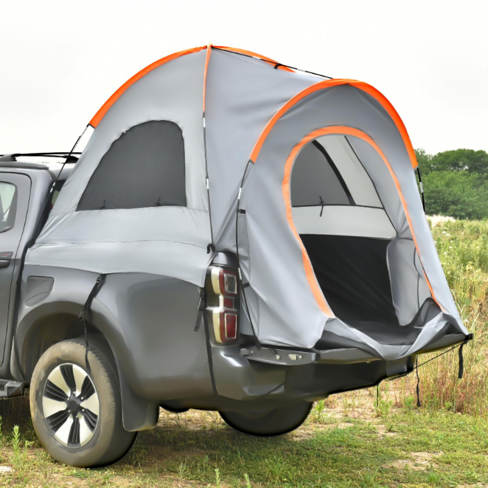 Portable Pickup Truck Tent for Camping - Quick & Easy Automatic Setup with Fan, Light, Cushion & Storage Bag | Waterproof Truck Bed Tent for Outdoor Adventures, Road Trips & Tailgating