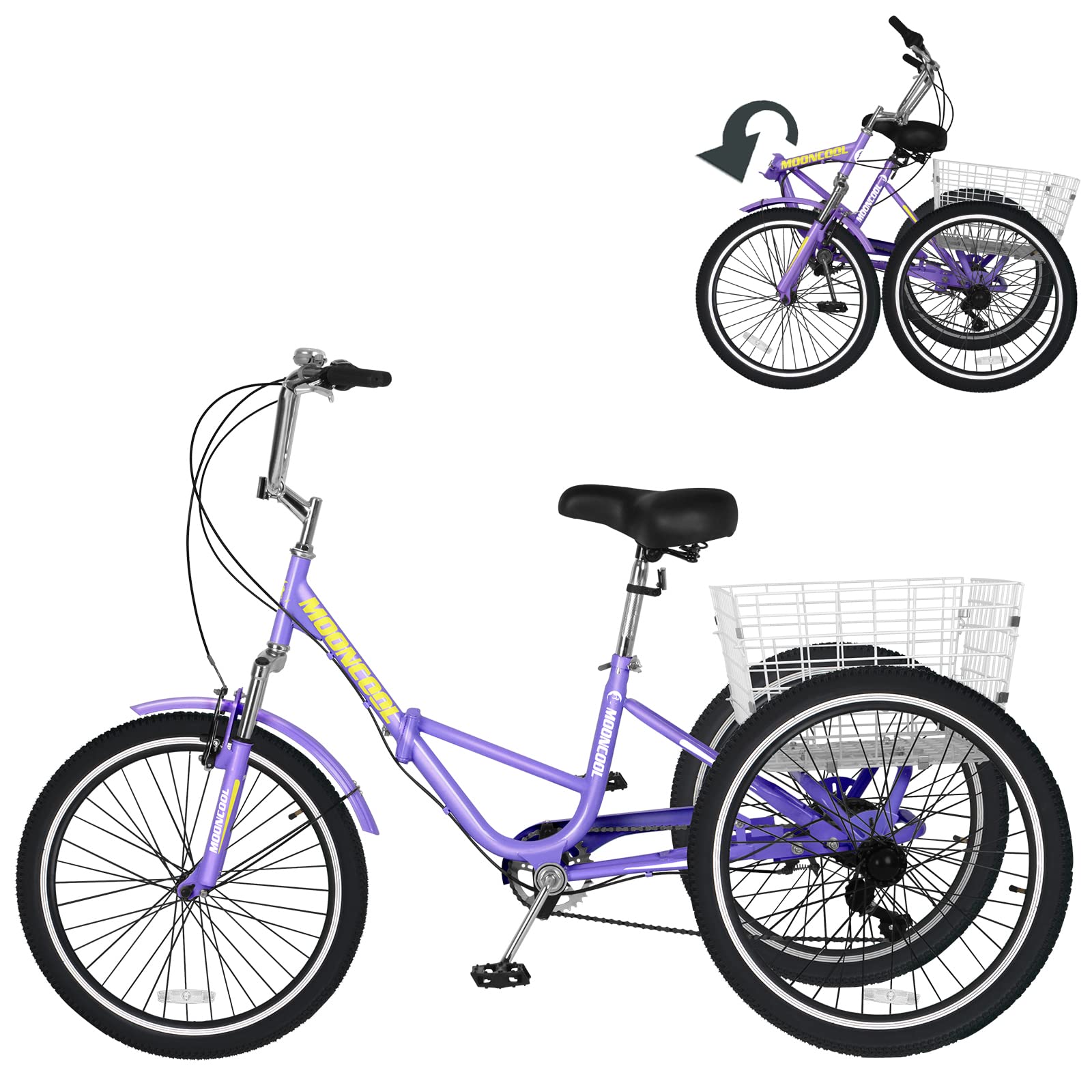 Adult Tricycle 3 Wheel Bike - Shimano Derailleur, Large Basket & Parking Brake - Comfortable Trike Cruiser for Seniors & Commuters - Perfect for Grocery Shopping, Neighborhood Rides & Outdoor Exercise