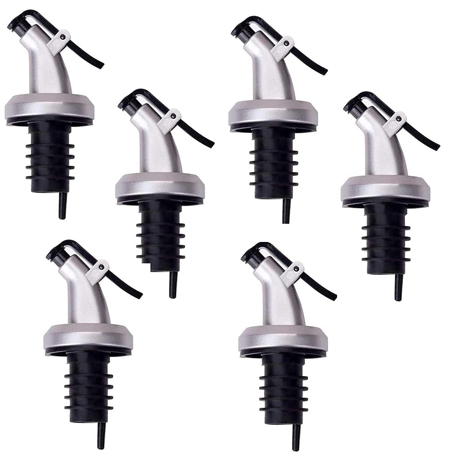 Stainless Steel Oil Bottle Pourer with Plastic Nozzle - Free Flow Wine and Liquor Dispenser Cap for Olive Oil, Kitchen, Bar, Restaurant Use (3 Pack) - Perfect for Home, Hotel, and Commercial Use