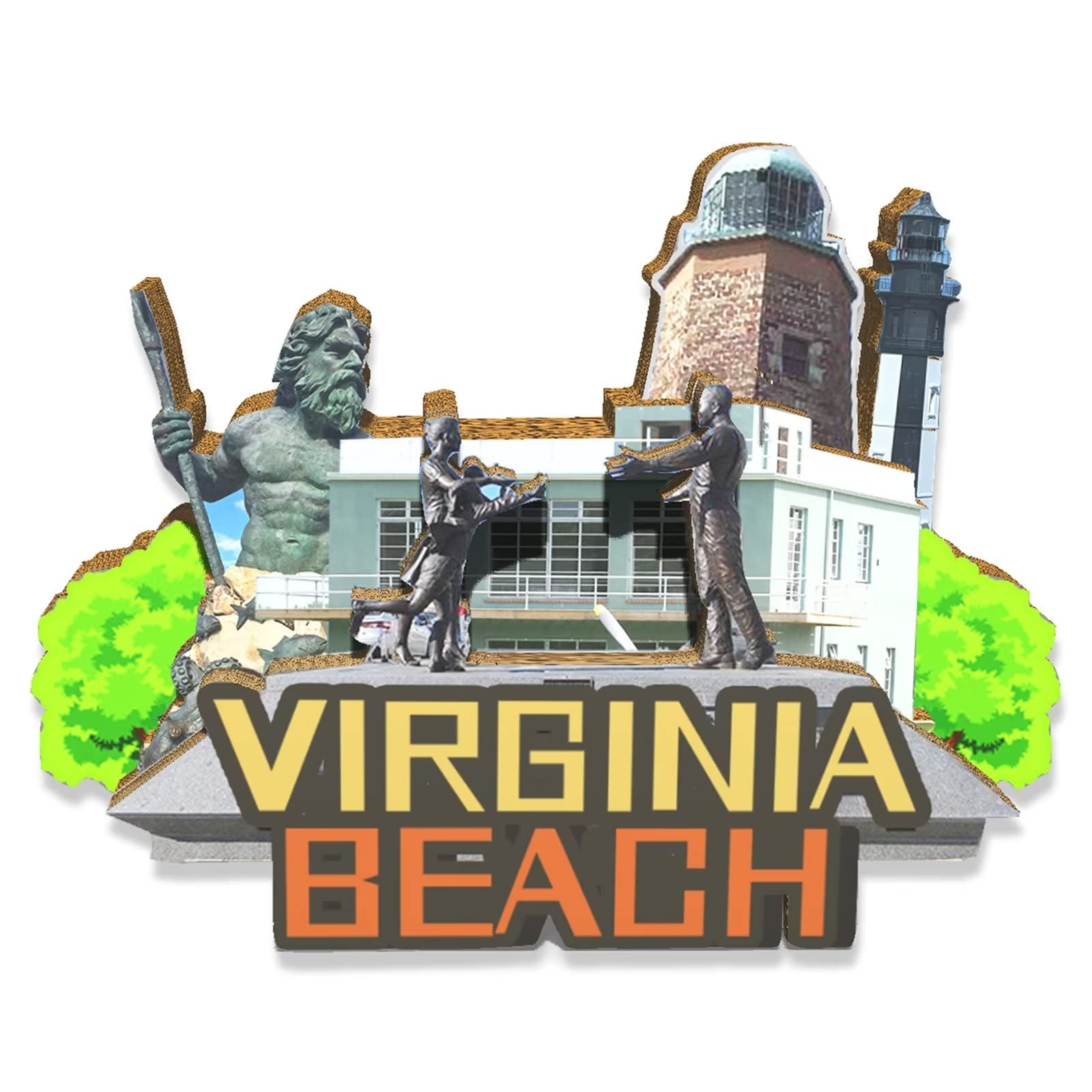 Virginia Beach 3D Wooden Fridge Magnet - Handmade Landmark Souvenir & Travel Collectible for Refrigerator Decoration | Perfect for Gifts, Home Decor, and Travel Memories