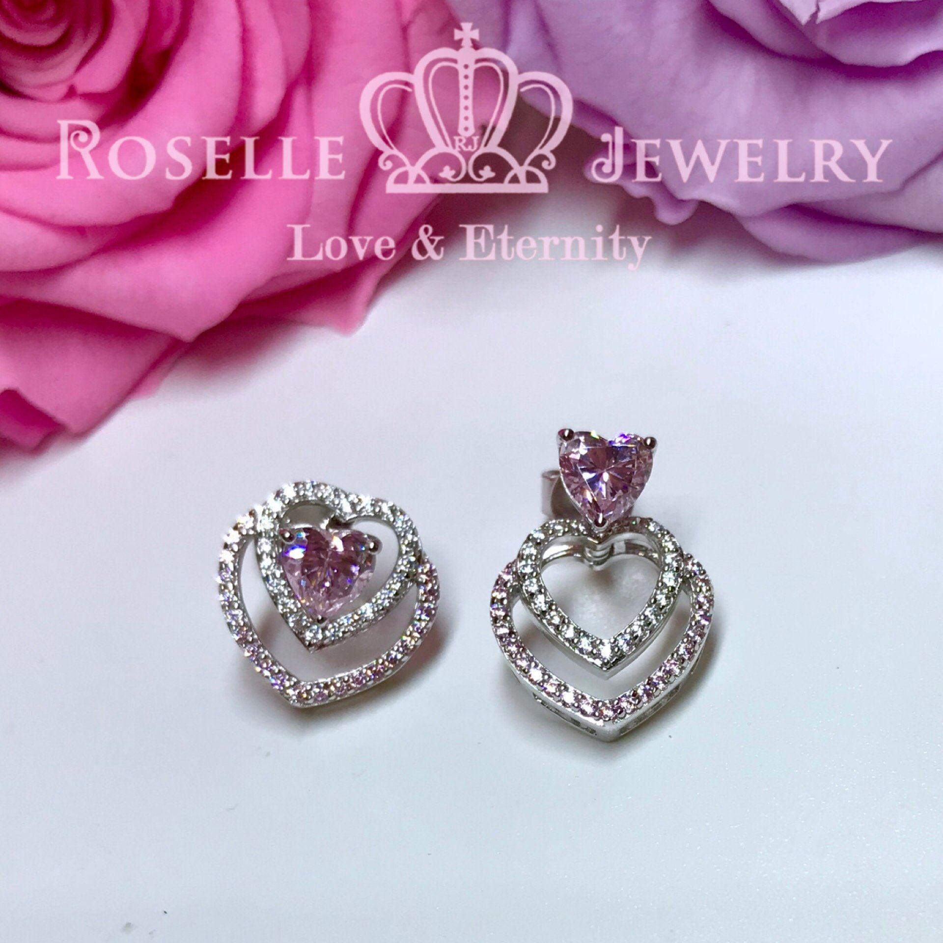 Detachable Heart Shape Halo Stud Earrings for Women - 14K Gold Plated Cubic Zirconia Earrings - Valentine's Day Gift, Anniversary Present, Romantic Date Night Jewelry