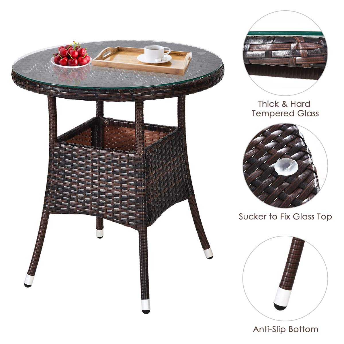 HAPPYGRILL 4-Piece Outdoor Patio Furniture Set - Rattan Wicker L-Shaped Sectional Sofa with Cushions & Coffee Table - Weather-Resistant Garden, Poolside, Balcony Conversation Set for Relaxing & Entertaining