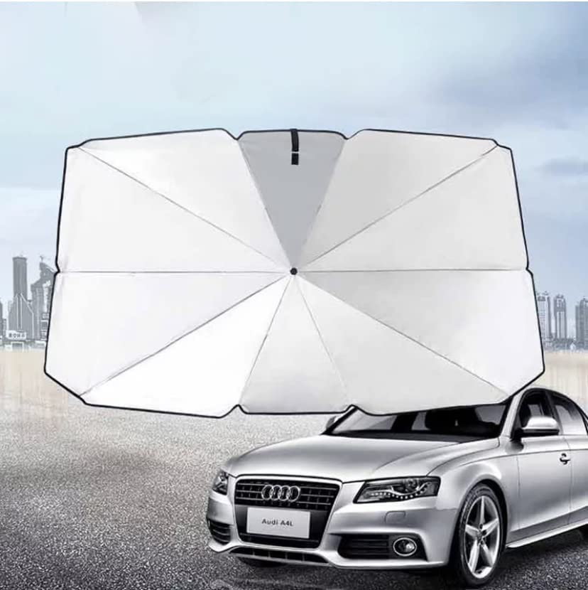 Foldable Car Windshield Sun Shade - UV Protection & Heat Blocking Sun Visor for Front Window (65x125cm) | Keep Your Car Cool in Summer | Perfect for Parking, Road Trips & Daily Commute