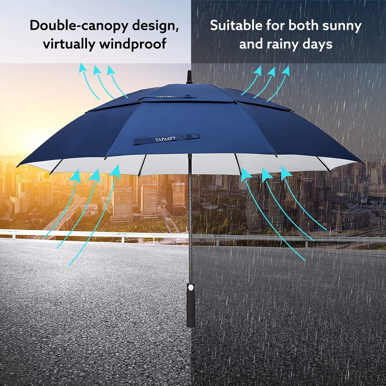62 Inch Golf Umbrella with Auto Open & Vented Canopy - UV Protection Rain Umbrella for Men & Women - Perfect for Golf, Beach, Walking & Outdoor Activities