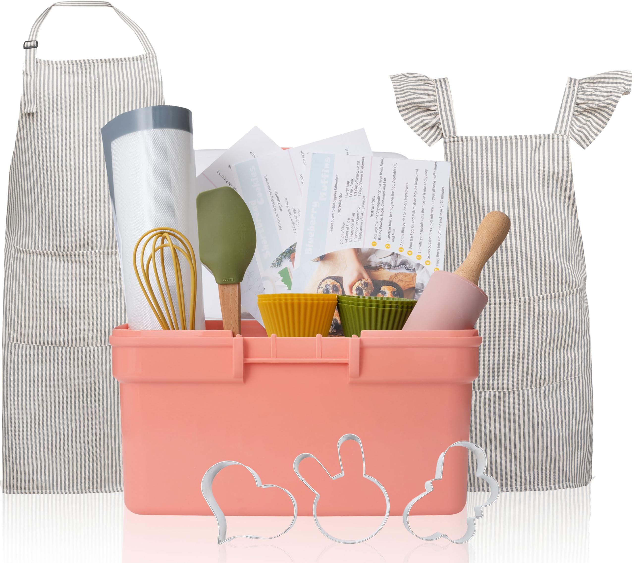 Baker Buddy Kids Baking Set with Matching Apron for Children & Adults - Includes Storage Case, Real Working Utensils, Cookie Cutters & Baking Tools - Perfect for Family Baking Activities, Birthday Gifts & Pretend Play