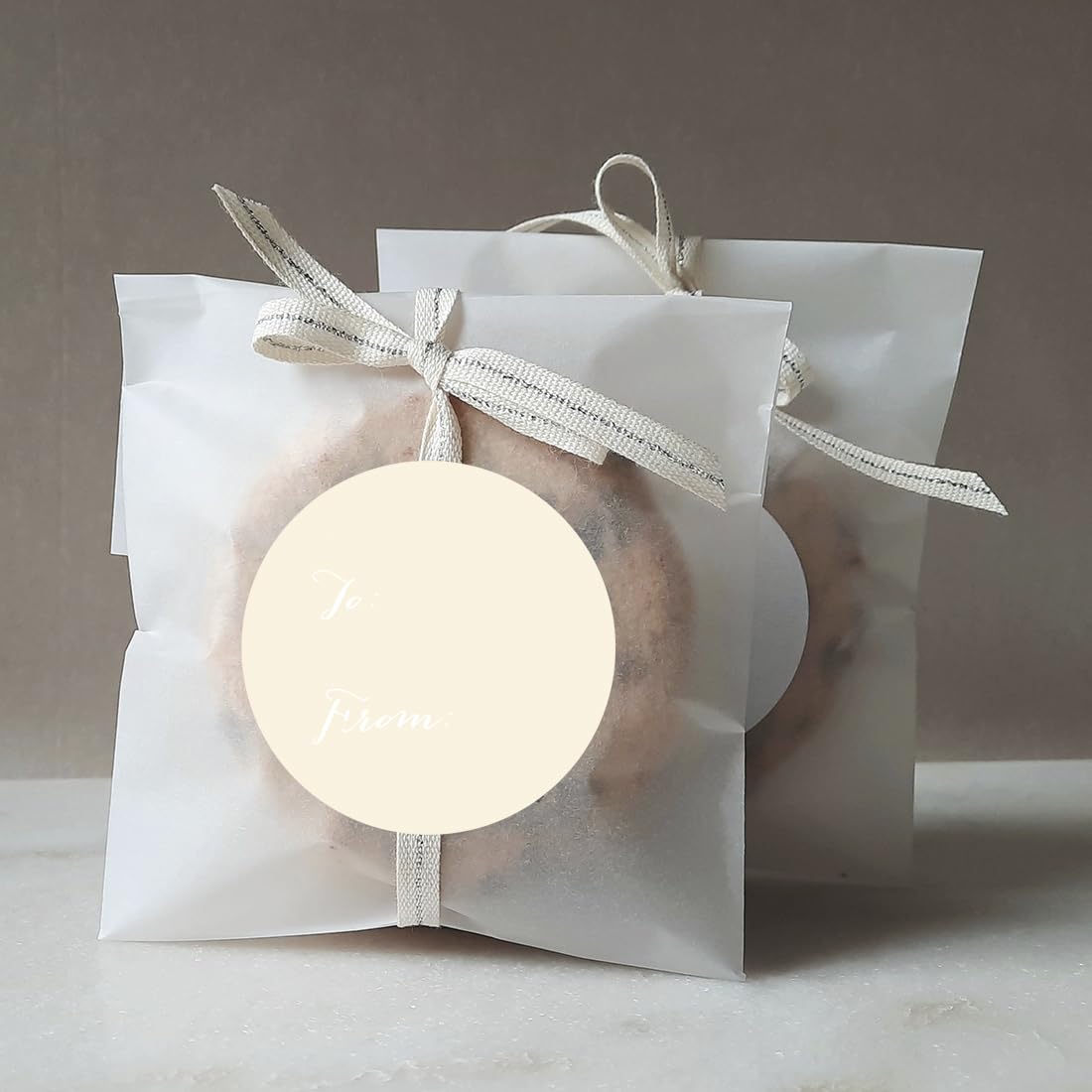Andaz Press Circle Gift Labels - Whimsical Style To/From Ivory - 40 Pack - Perfect for Birthday, Wedding, Christmas & Party Favors