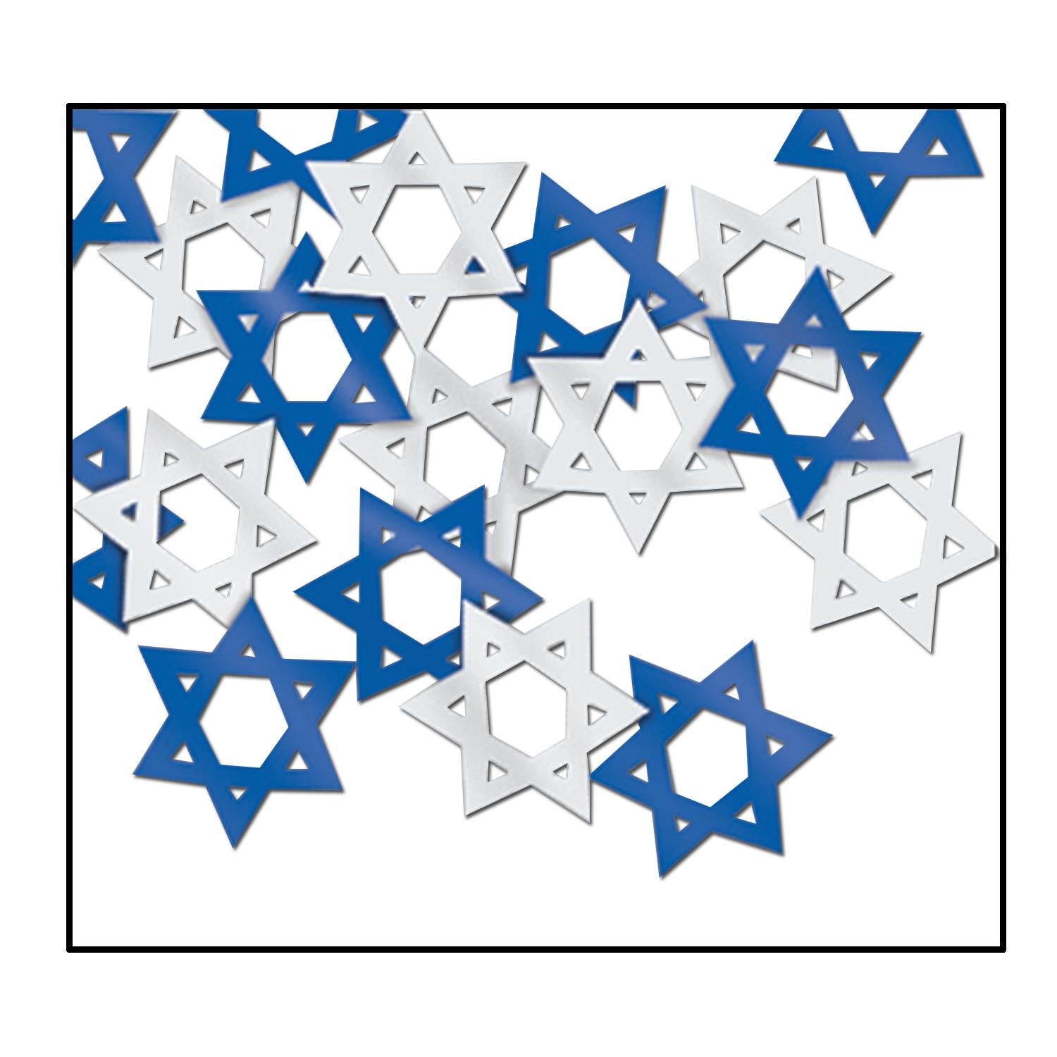 12 Pack Beistle Confetti Star of David Blue & Silver (0.5 Oz/Pkg) - Perfect for Hanukkah Decorations, Jewish Celebrations & Party Supplies