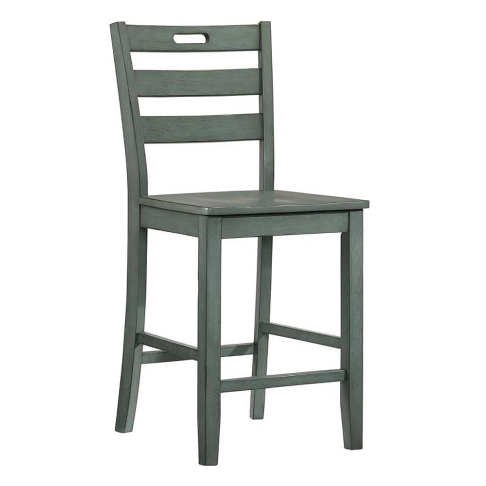 Furniture of America Jolines Wood Counter Height Chair in Green (Set of 2) - Perfect for Kitchen Islands, Breakfast Bars & Small Dining Spaces