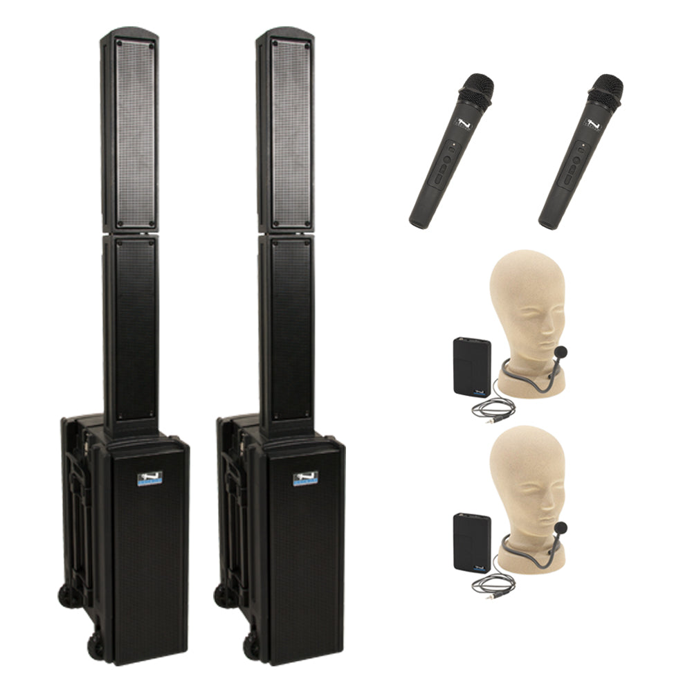 Anchor Audio Beacon Pair (XU4, RU2) - Portable Bluetooth Speakers with Anchor Air Technology & 4 Wireless Microphones - Perfect for Outdoor Events, Parties, and Professional Presentations
