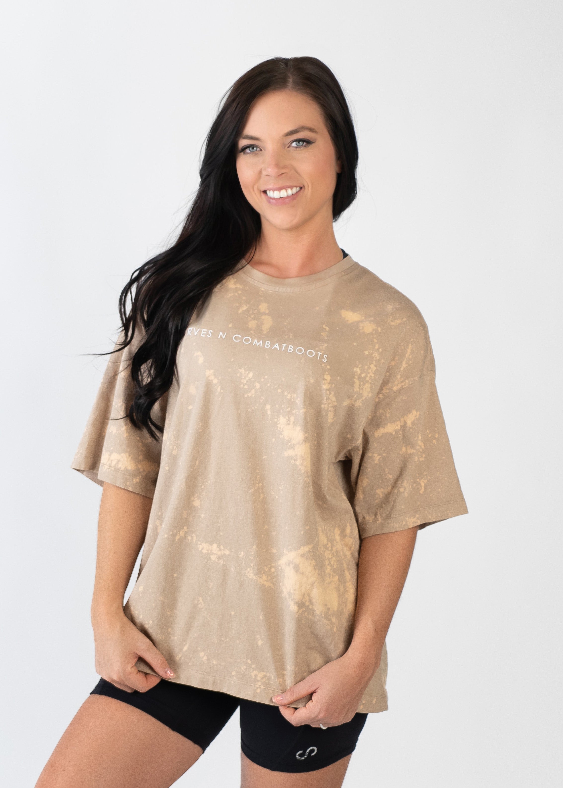 Oversized T-Shirt for Women - Soft Bleached Khaki Cotton Tee | Loose Fit Casual Shirt for Streetwear, Loungewear & Everyday Outfits