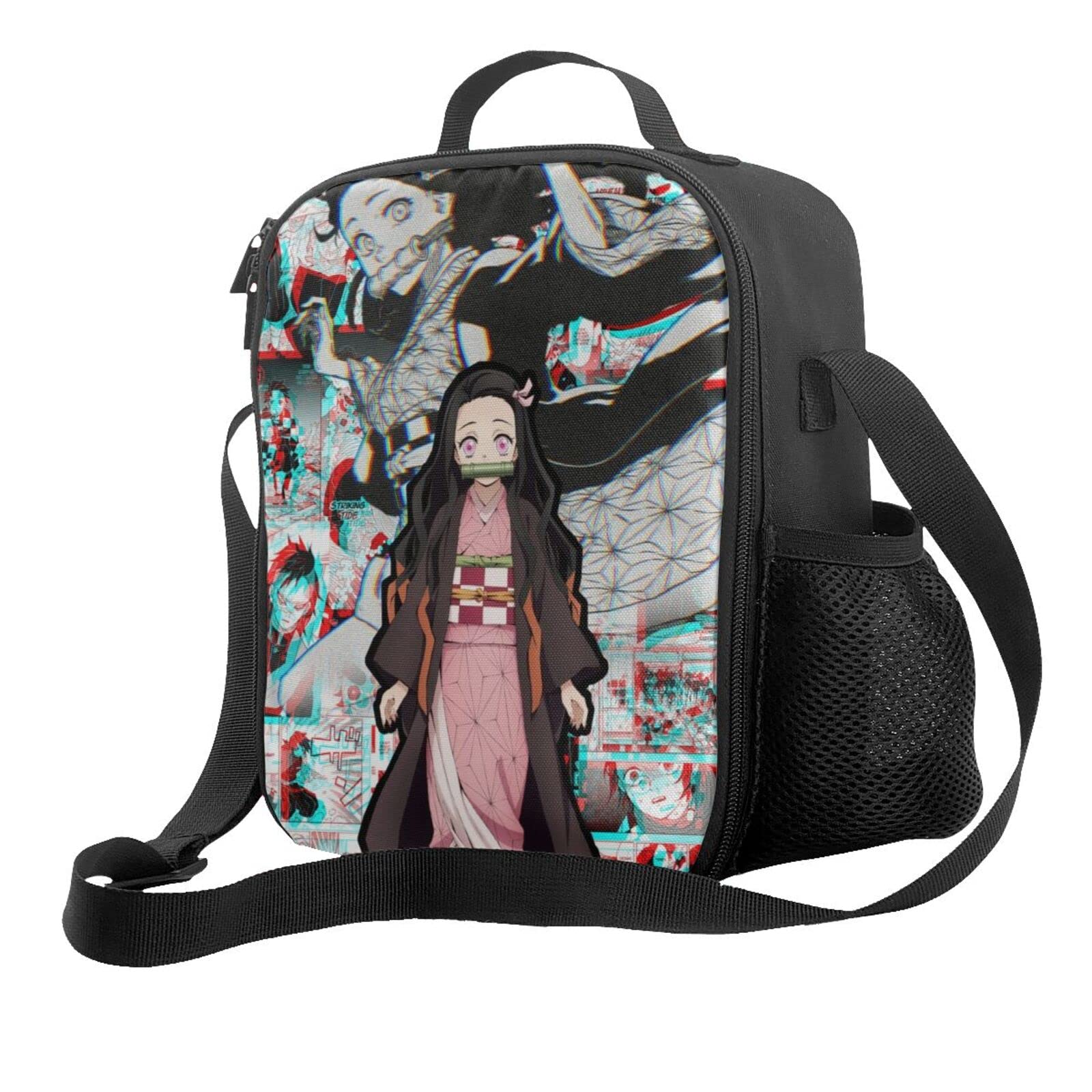 Kamado Nezuko Anime Insulated Lunch Box - Reusable Thermal Tote Bag with Adjustable Shoulder Strap for School, Office, Picnic & Travel | Cute Bento Carrier for Kids & Anime Fans