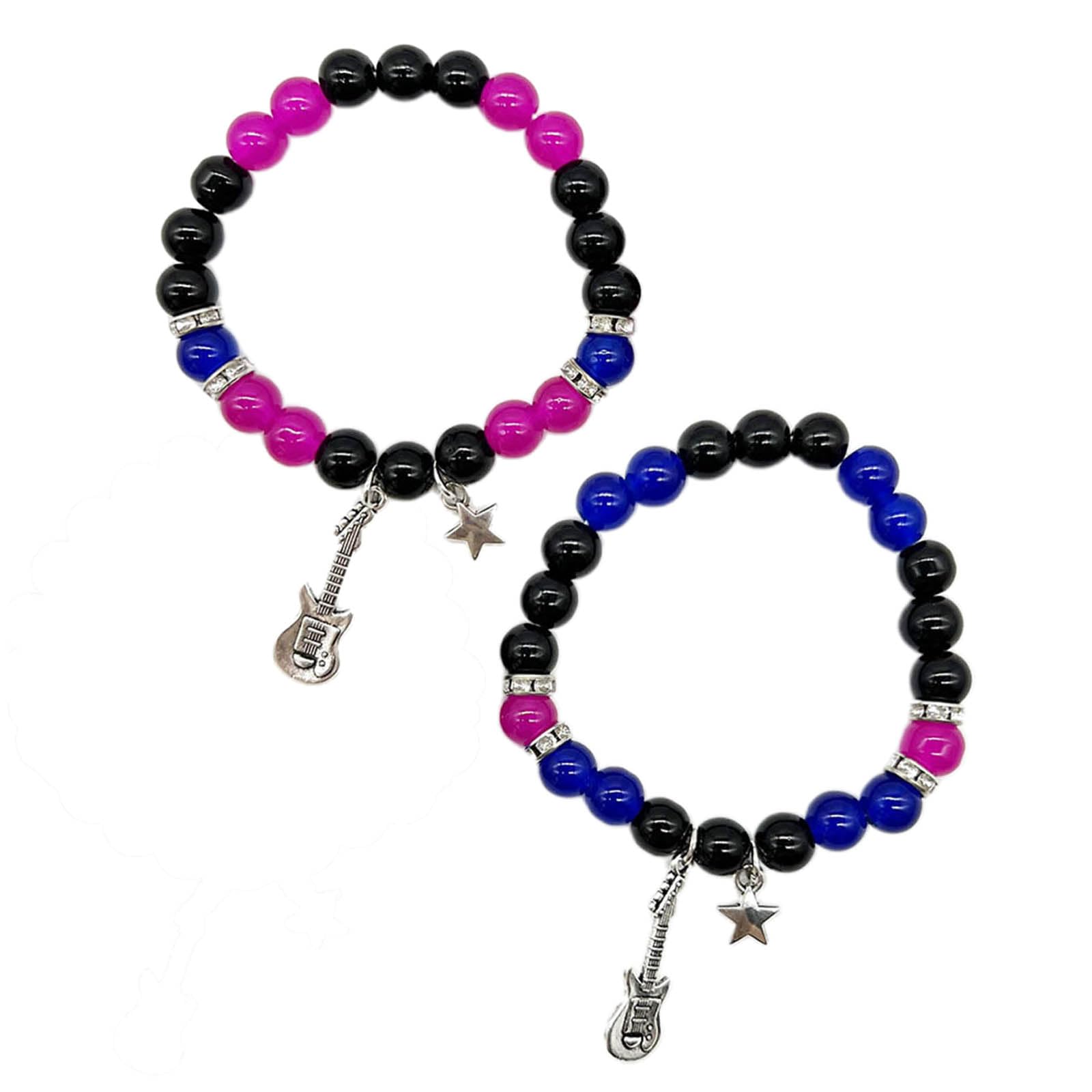 FENOHREFE Y2K Star Guitar Acrylic Bead Bracelet - Stackable Five-Pointed Star Bracelet for Women & Men | Cool Couple Matching Accessories for Music Lovers, Concerts & Festival Fashion