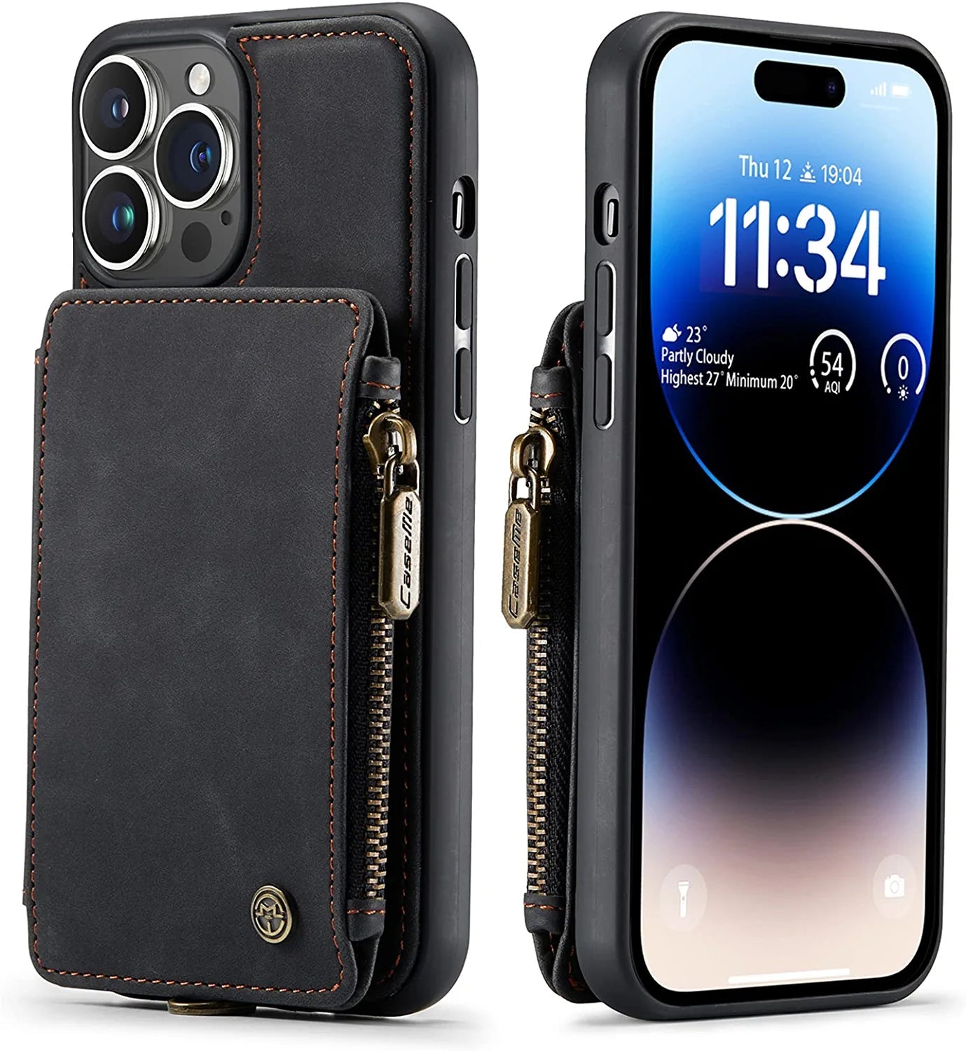 Premium Genuine Leather iPhone 14 Pro Max Case with Built-in Card Holder - Slim Protective Cover for Daily Use, Travel & Business (2022 Model)
