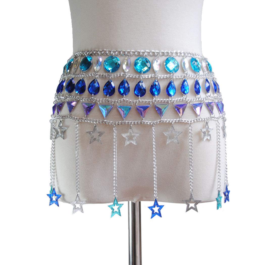 CanB Rhinestone Body Chain - Boho Crystal Belly Chain for Women & Girls - Waist Jewelry for Festival, Rave, Beach & Party Outfits