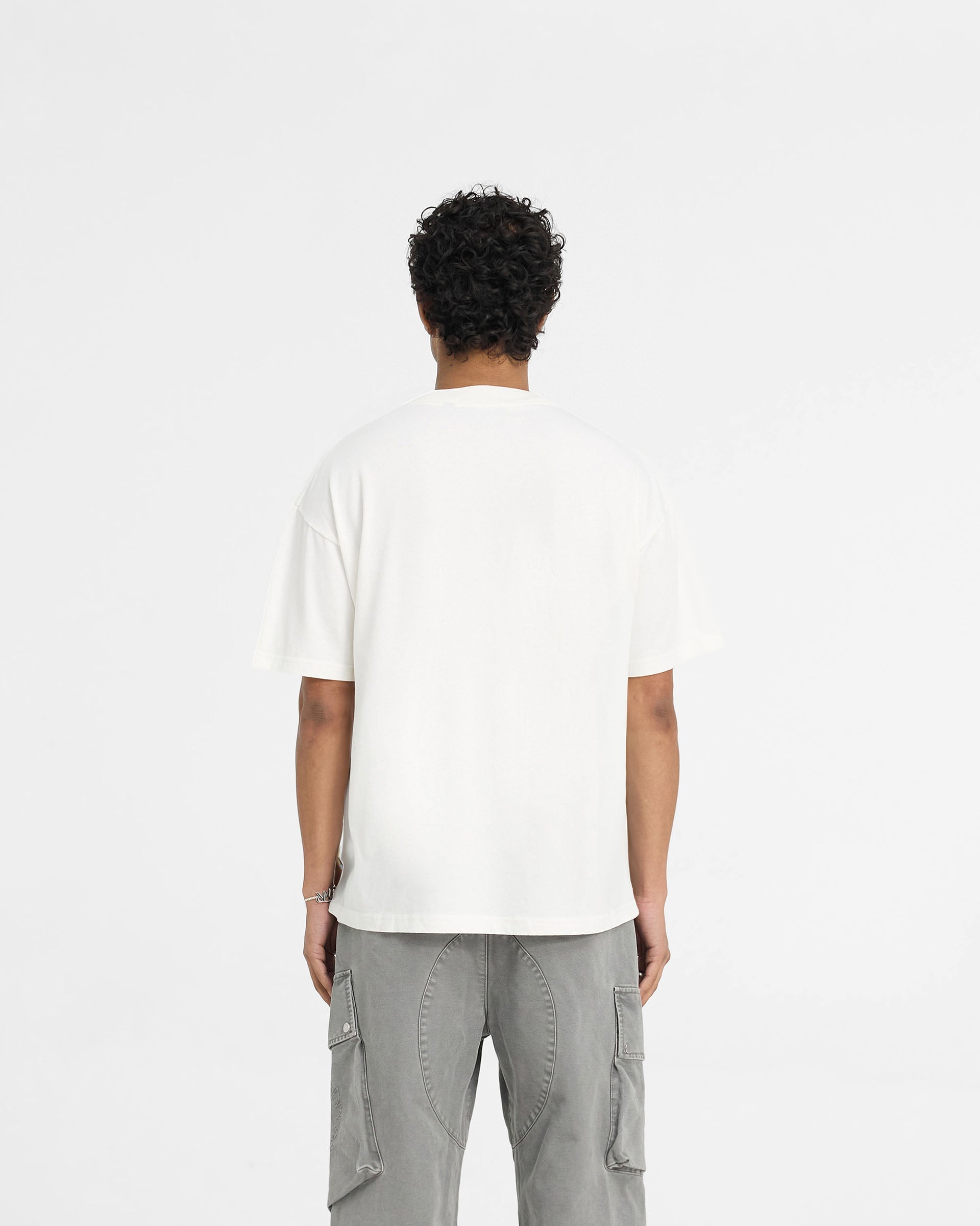 Represent X Belstaff Patch Graphic T-Shirt - Flat White | Vintage-Inspired Casual Tee for Men & Women | Perfect for Streetwear, Everyday Wear & Layering
