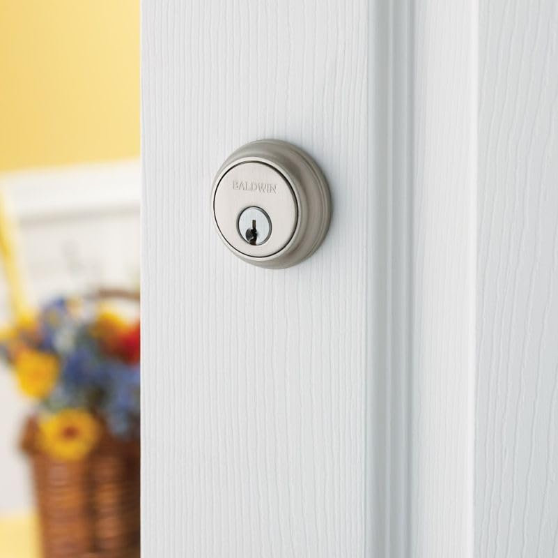 Baldwin Hardware 8021.102 Deadbolt Lock - High Security Keyed Entry Door Lock for Home & Office - Solid Brass Construction, ANSI Grade 1 Certified - Perfect for Front Doors, Back Doors & Commercial Security