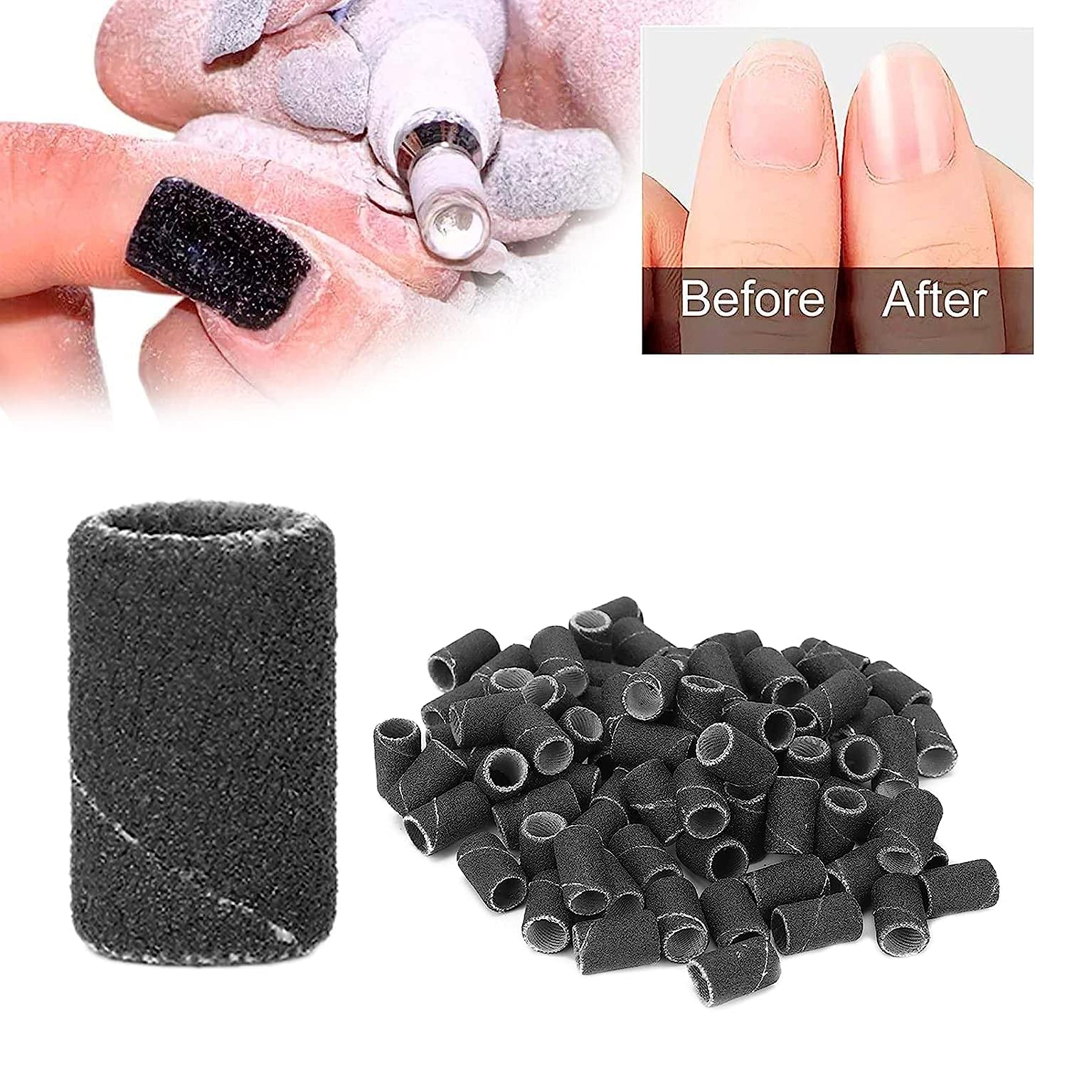 Ubersweet® 240 Grit Manicure Sanding Bands for Nail Drill - Professional Nail File Sanding Bands with Storage Box (HQ-14 Black 240#) | Perfect for Salon, Home Nail Care & DIY Manicures