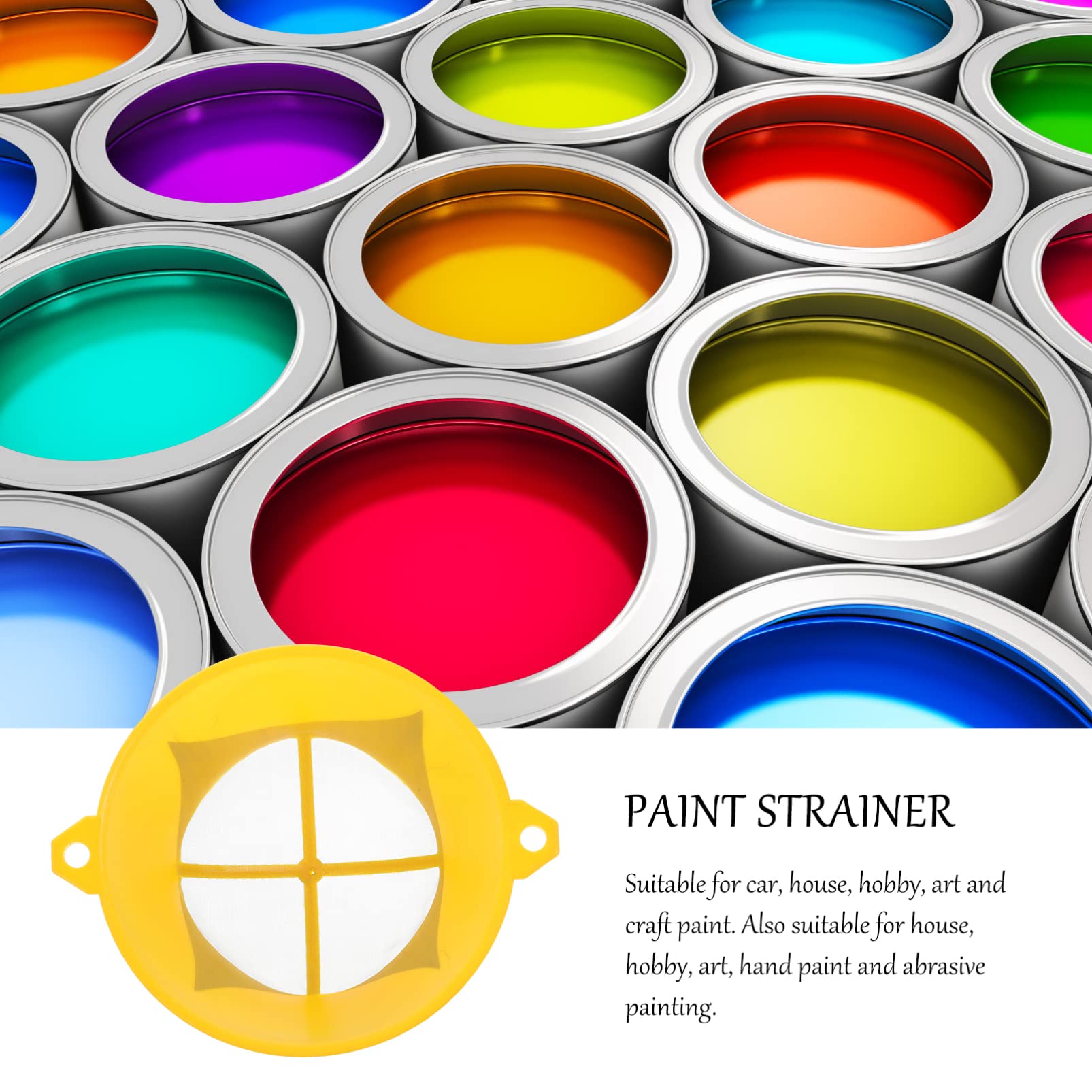 10-Pack Fine Mesh Plastic Paint Strainers - Oil Paint Filters for Smooth, Lumpy-Free Painting - Perfect for Artists, DIY Home Projects & Automotive Touch-Ups