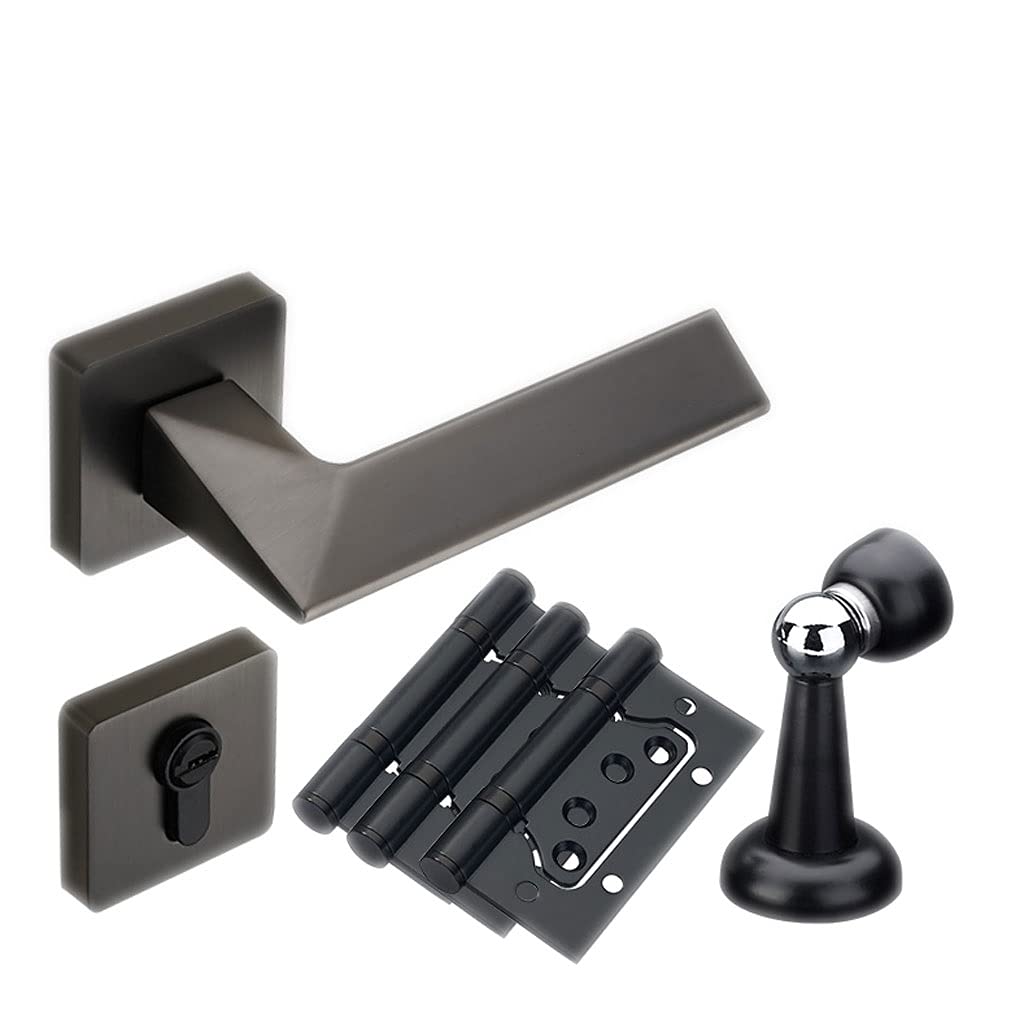 **ZHIQIANG Single Cylinder Door Lever Handle - 3 Pack Black Metal Interior Door Lock with Key for Hallway, Bathroom, Bedroom, Study & Cabinet - Durable & Secure Entry Door Hardware**    *(Ideal for home, office, or commercial spaces requiring stylish and functional door security.)*
