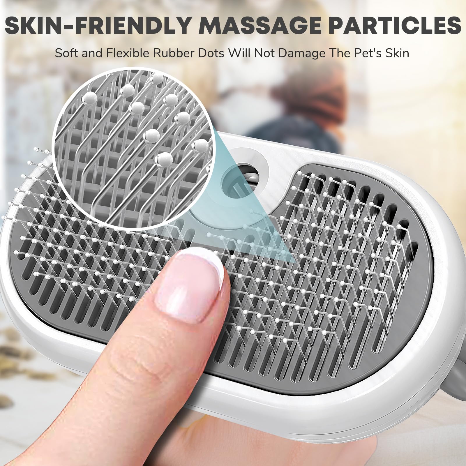 **3-in-1 Rechargeable Cat & Dog Deshedding Brush with Steam – Self-Cleaning Pet Hair Brush for Long & Short Hair, Gentle Shedding Control – Perfect for Grooming at Home or Professional Pet Salons**