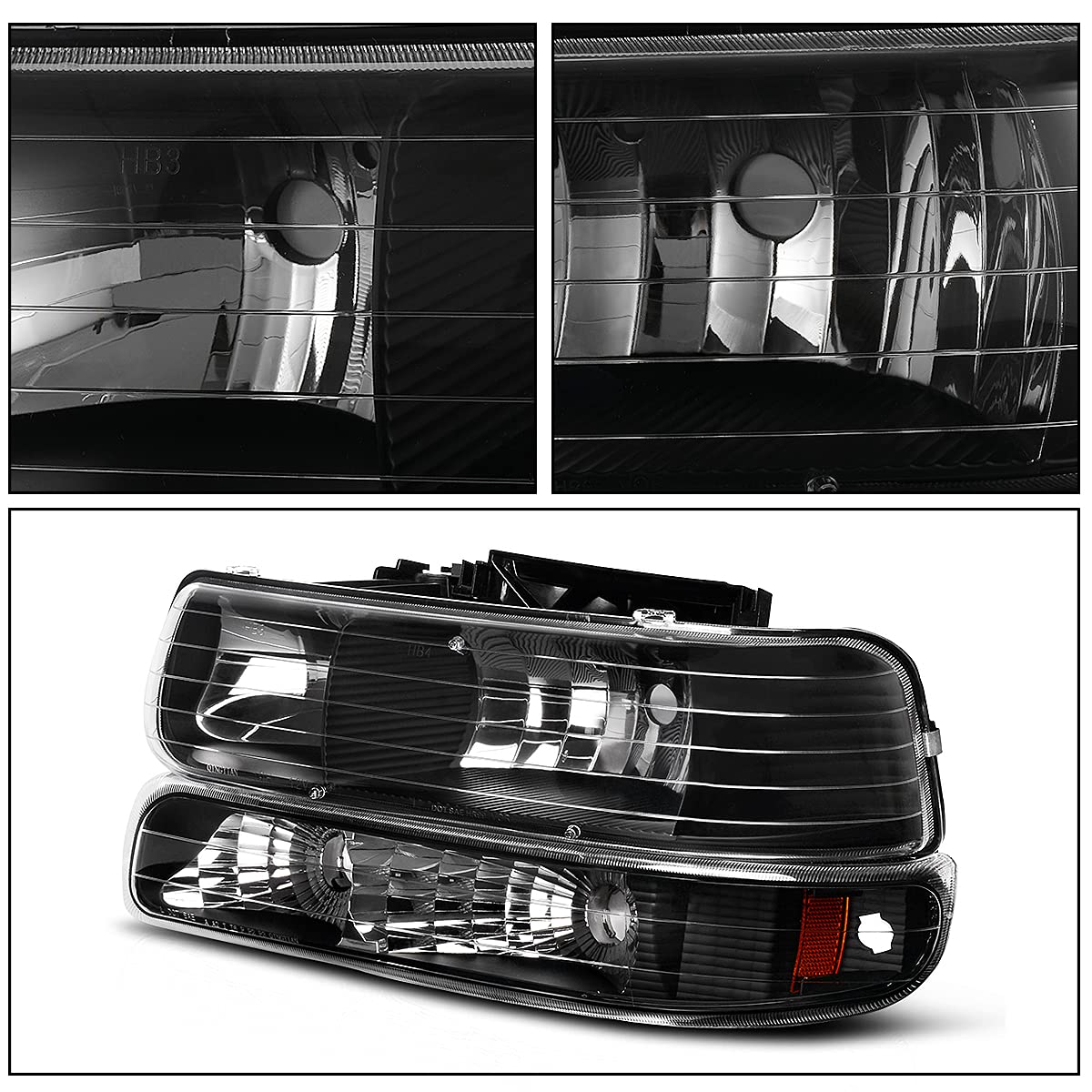 **DWVO Clear & Smoke Lens Headlight & Taillight Assembly for 1999-2002 Chevy Silverado 1500/2500/3500 – Direct Replacement LED Combo Kit – Upgrade for Off-Road, Night Driving & Custom Styling**