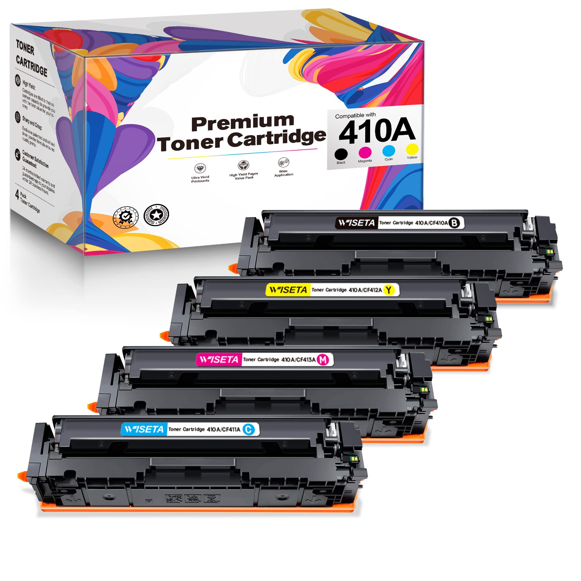 HP 410A 410X CF410A CF410X Compatible Toner Cartridge (4-Pack, CMYK) - Replacement for HP Color LaserJet Pro MFP M477fdw M477fnw M477fdn M452dn M452nw M452dw Printers - Perfect for Office & Home Printing Needs