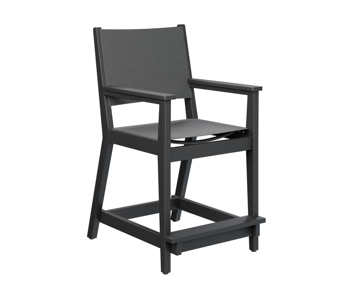 Berlin Gardens Mayhew Sling Counter Arm Chair - Outdoor Bar Stool for Patio, Deck, and Poolside - Comfortable & Durable Counter Height Chair for Home and Commercial Use