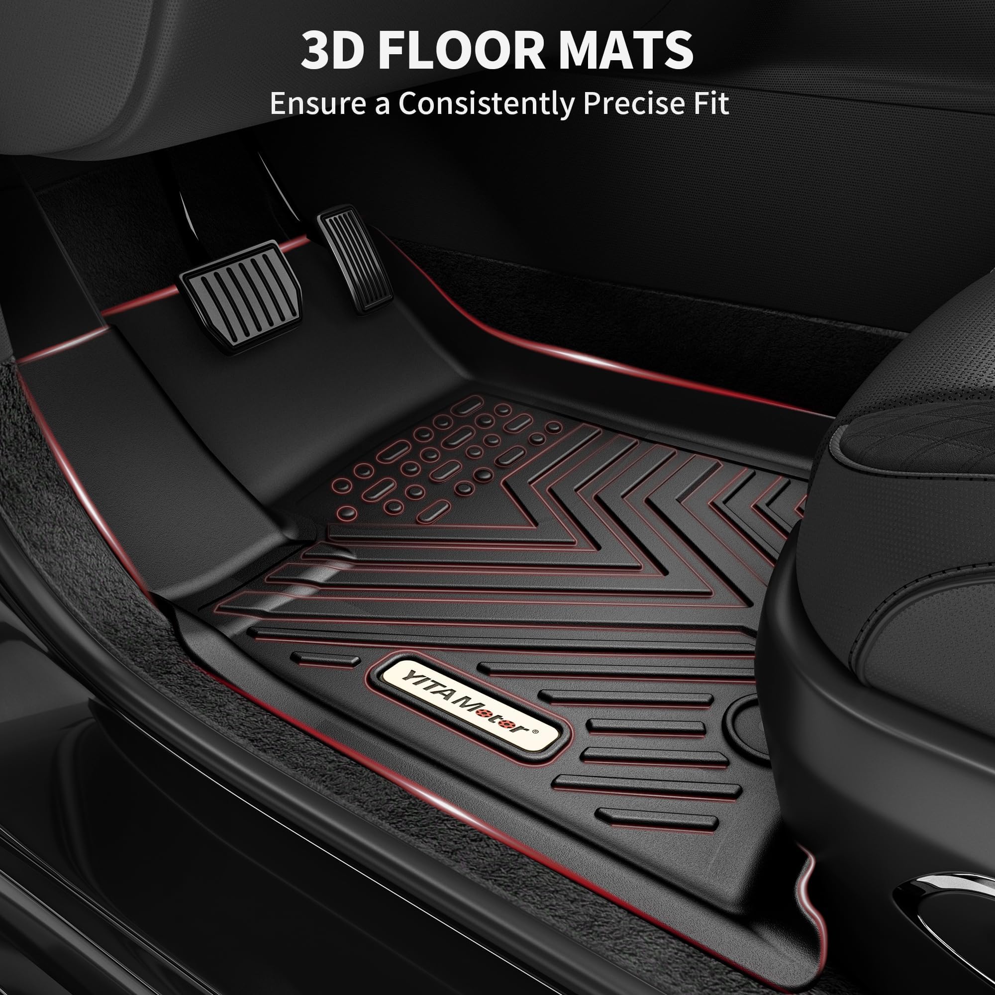 YITAMOTOR All-Weather Custom Fit Floor Mats for 2018-2025 Honda Odyssey - Front, 2nd & 3rd Row Black Car Floor Liners | Durable Protection for Family Road Trips & Daily Commute