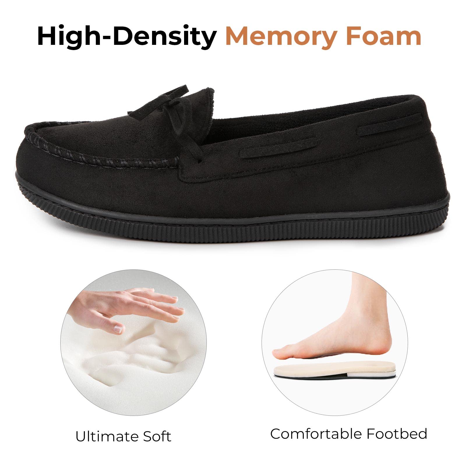 HomeTop Women's Moccasin Slippers - Indoor/Outdoor House Shoes with Memory Foam, Faux Fur & Rubber Sole | Soft Suede Comfort for Home, Office & Travel | Breathable Microsuede Slippers in Multiple Sizes