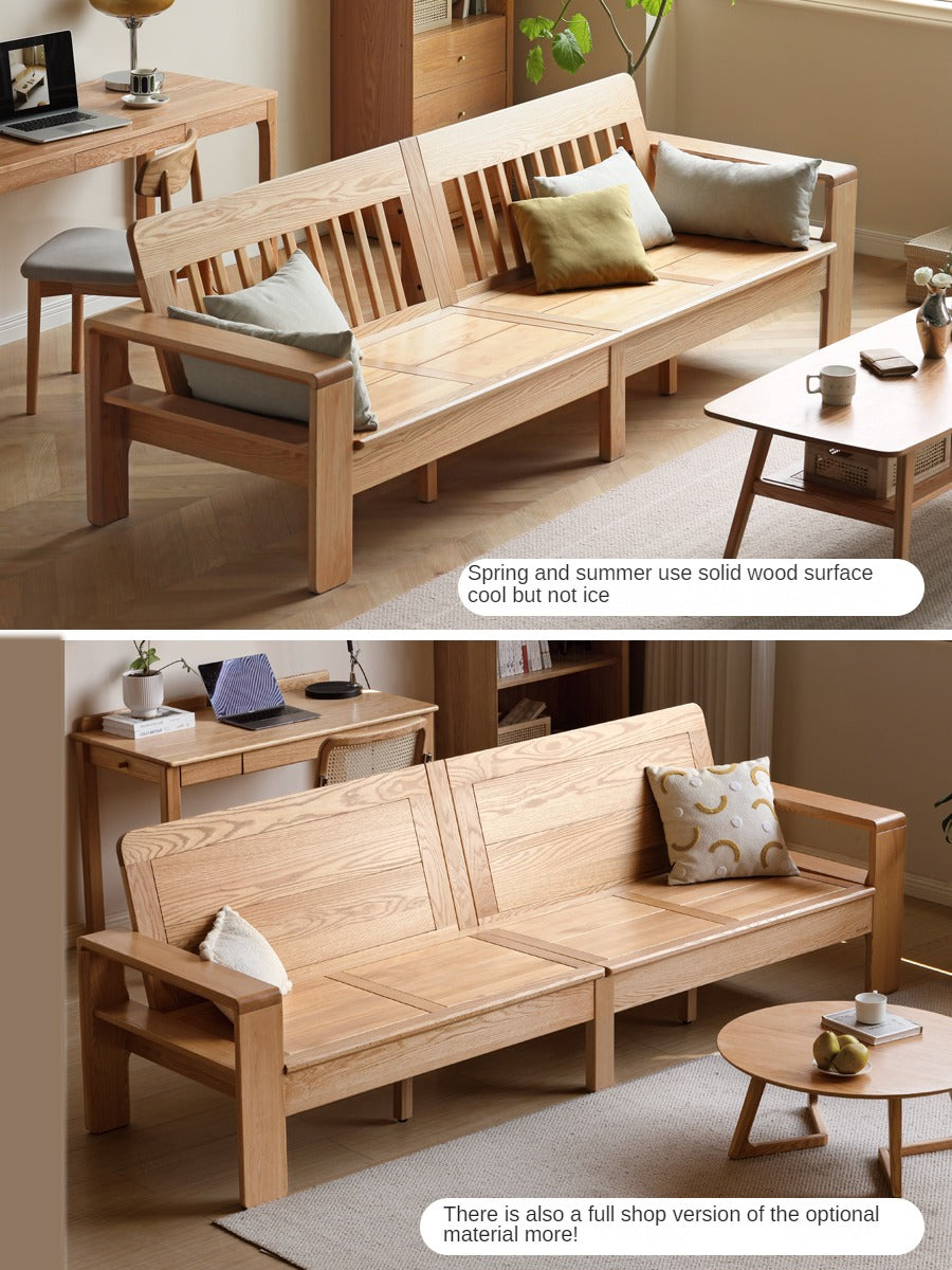 Modern Nordic Fabric Sofa - Solid Oak Wood Frame - Stylish & Durable Living Room Furniture for Small Spaces & Apartments