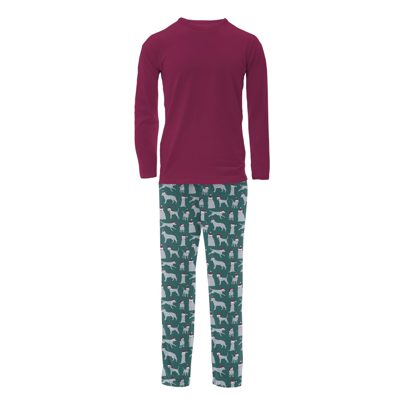 KICKEE Men's Ultra Soft Long Sleeve Pajama Set - Comfortable Print Sleepwear & Loungewear for Men - Family Matching Pjs - Perfect for Christmas, Bedtime & Relaxing at Home