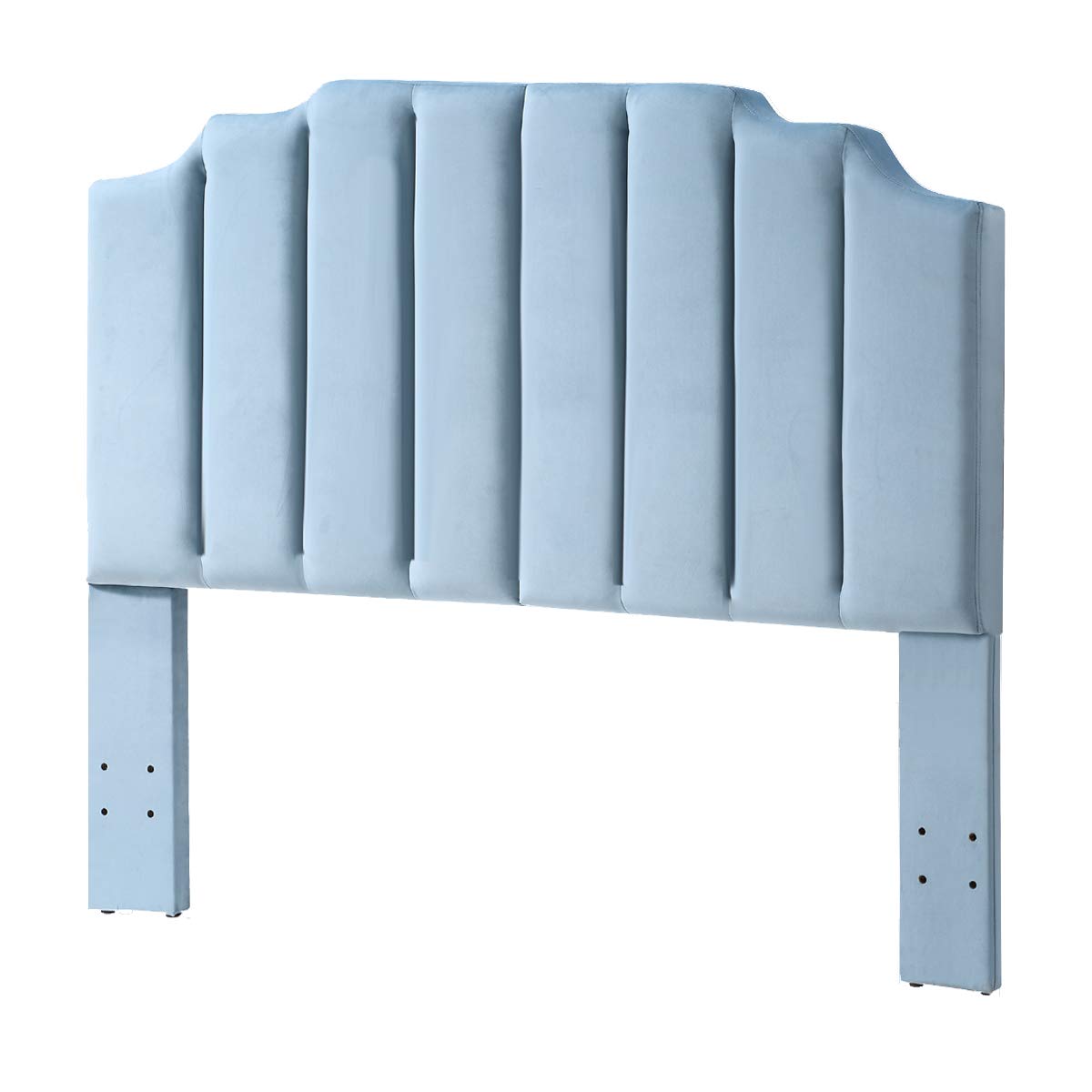 24K Gold Seaglass Velvet Upholstered Tufted Queen/Full Size Headboard - Modern Vertical Channel Design with Curved Tufted Headboard for Bedroom Decor | Luxury Bed Frame Accent | Coastal & Contemporary Home Furniture